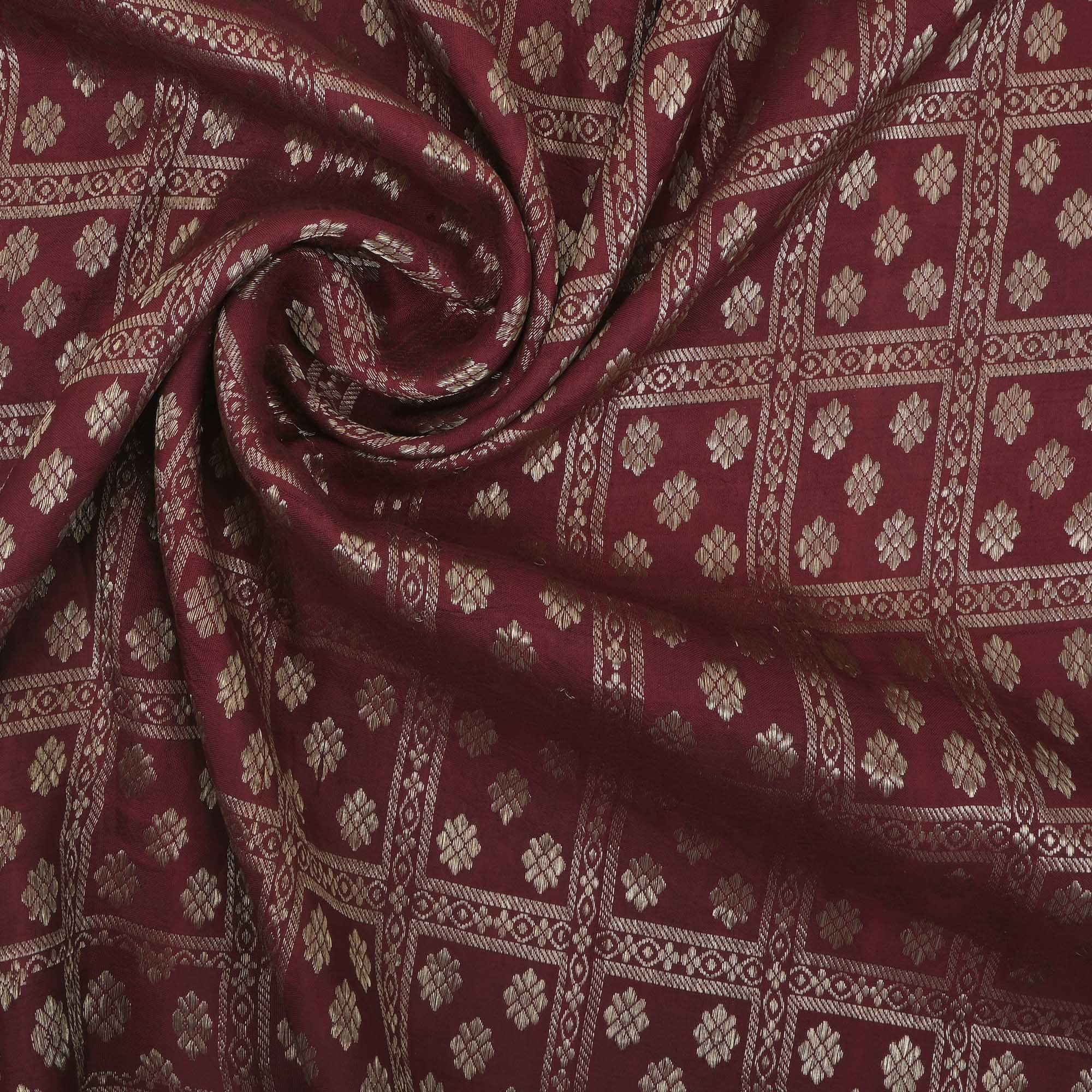 Deep Brown Floral Kanchi Fabric