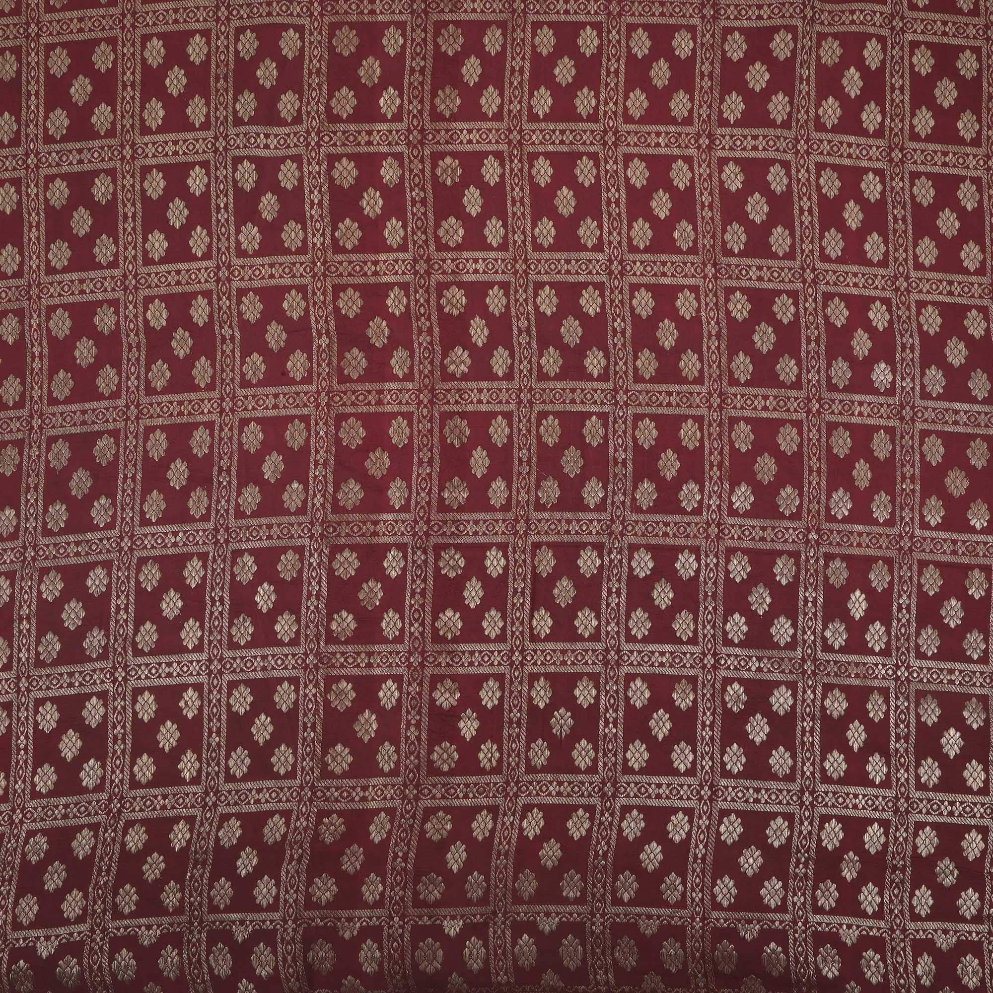 Deep Brown Floral Kanchi Fabric