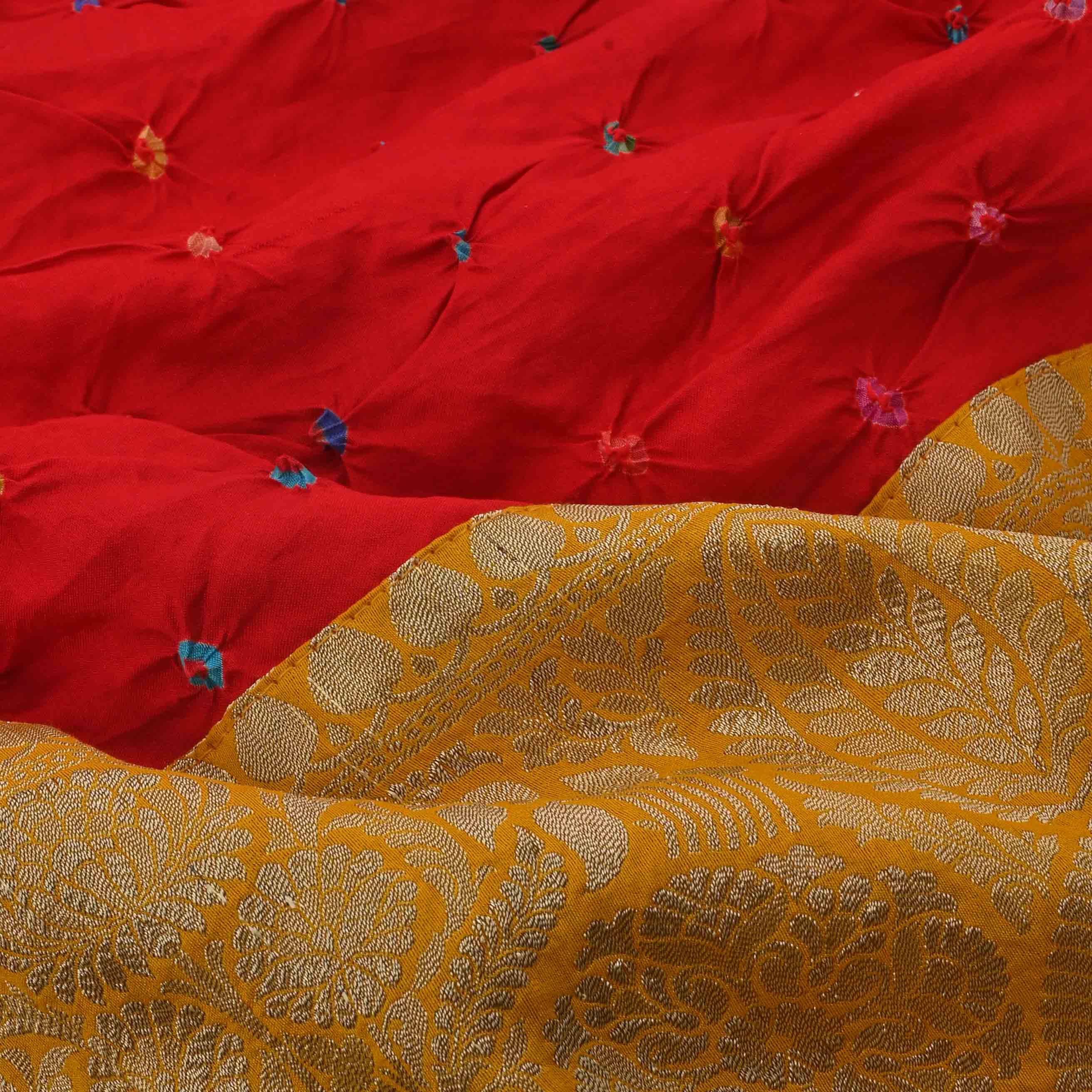 Classic Red Bandhej Bandhani Fabric