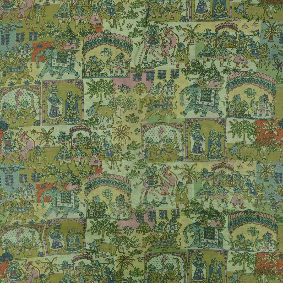 Pastel Green Printed Chanderi Fabric