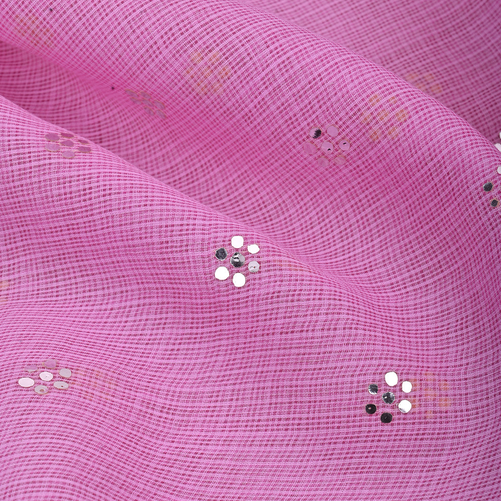 Passion Pink Embroidery Kota Fabric