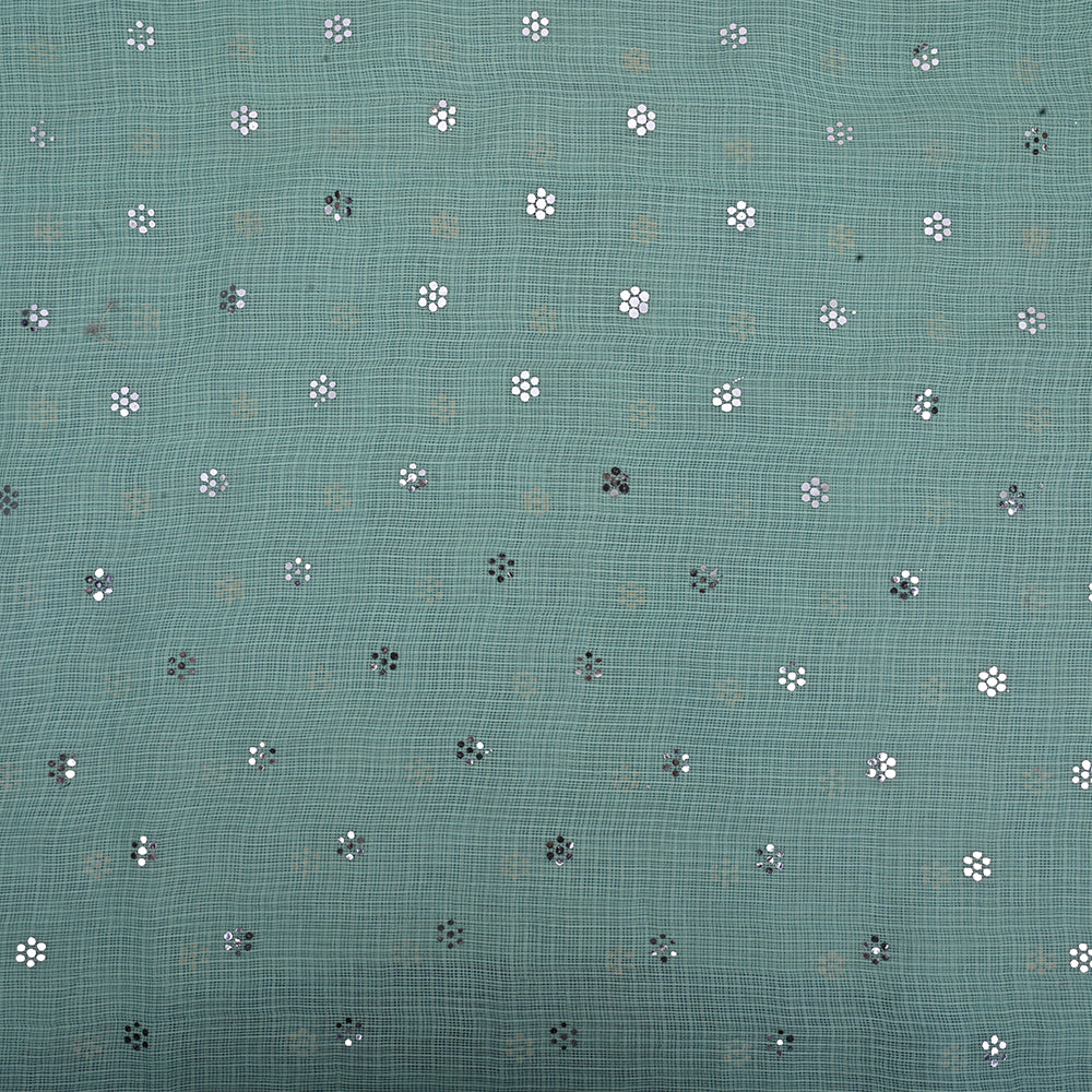 Tiffany Blue Embroidery Kota Fabric