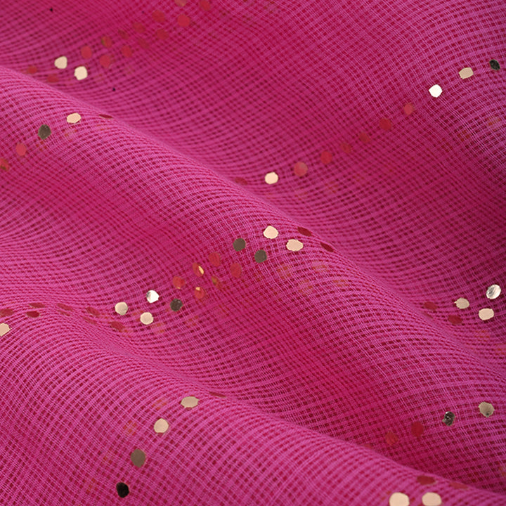 Mexican Pink Embroidery Kota Fabric