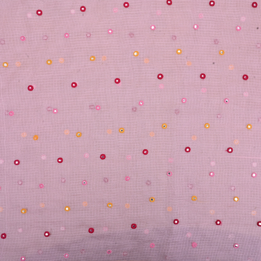 Lace Pink Embroidery Kota Fabric