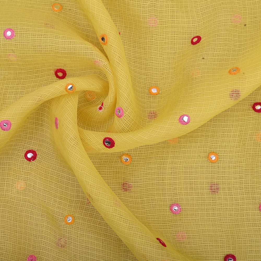 Clover Lime Yellow Kota Fabric