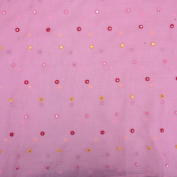 Nadeshiko Pink Embroidery Kota Fabric
