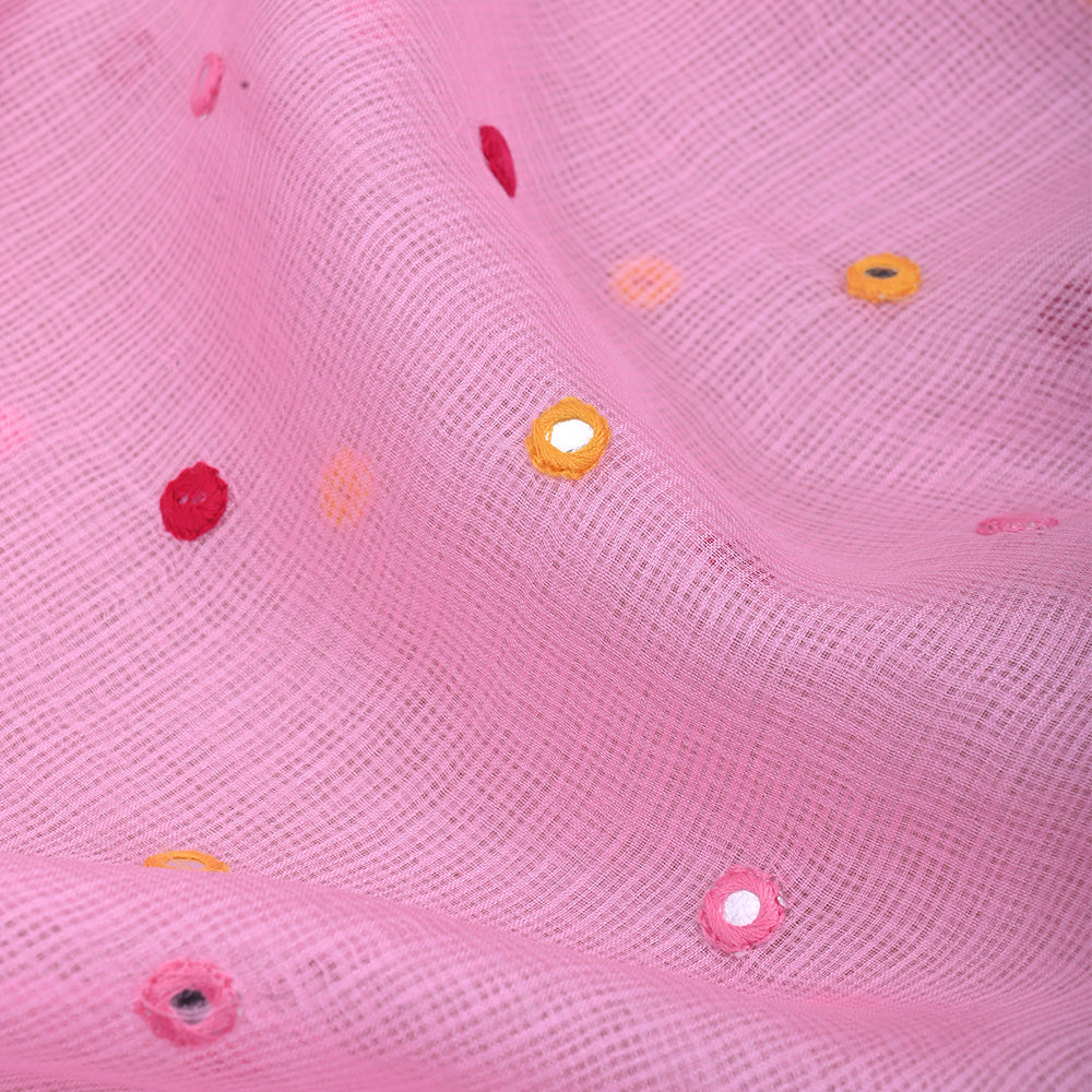 Nadeshiko Pink Embroidery Kota Fabric