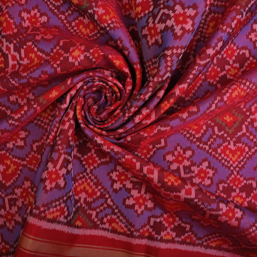 Bright Red Ikat Silk Fabric