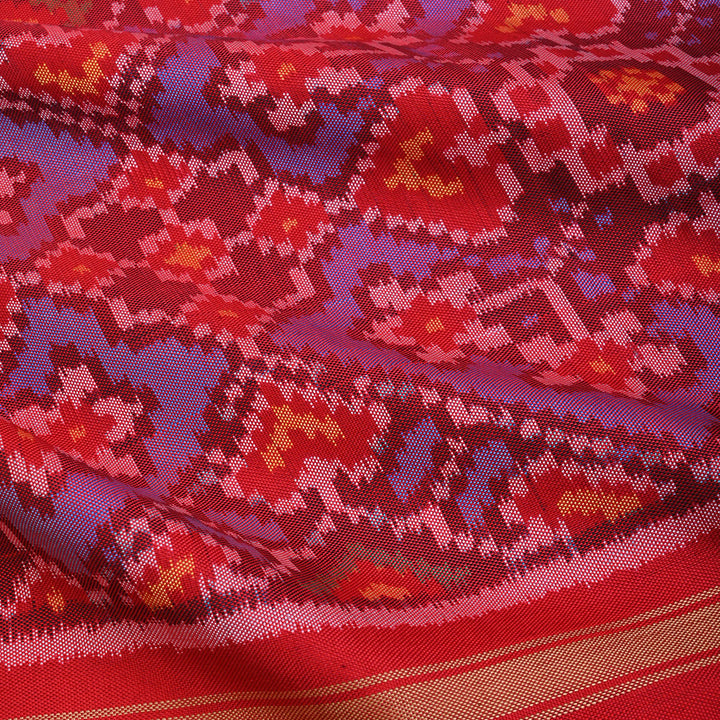 Bright Red Ikat Silk Fabric