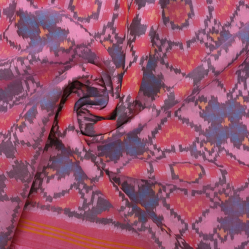 Pastel Pink Ikat Silk Fabric