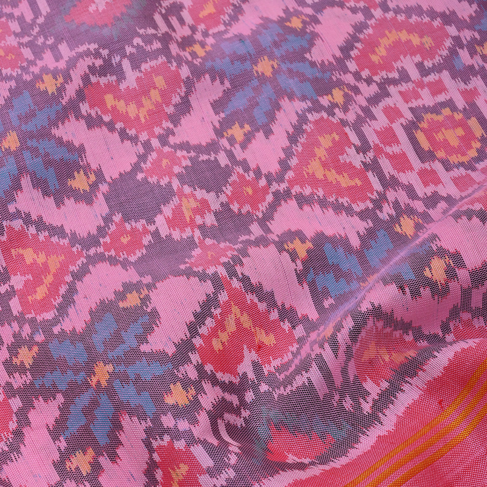 Pastel Pink Ikat Silk Fabric