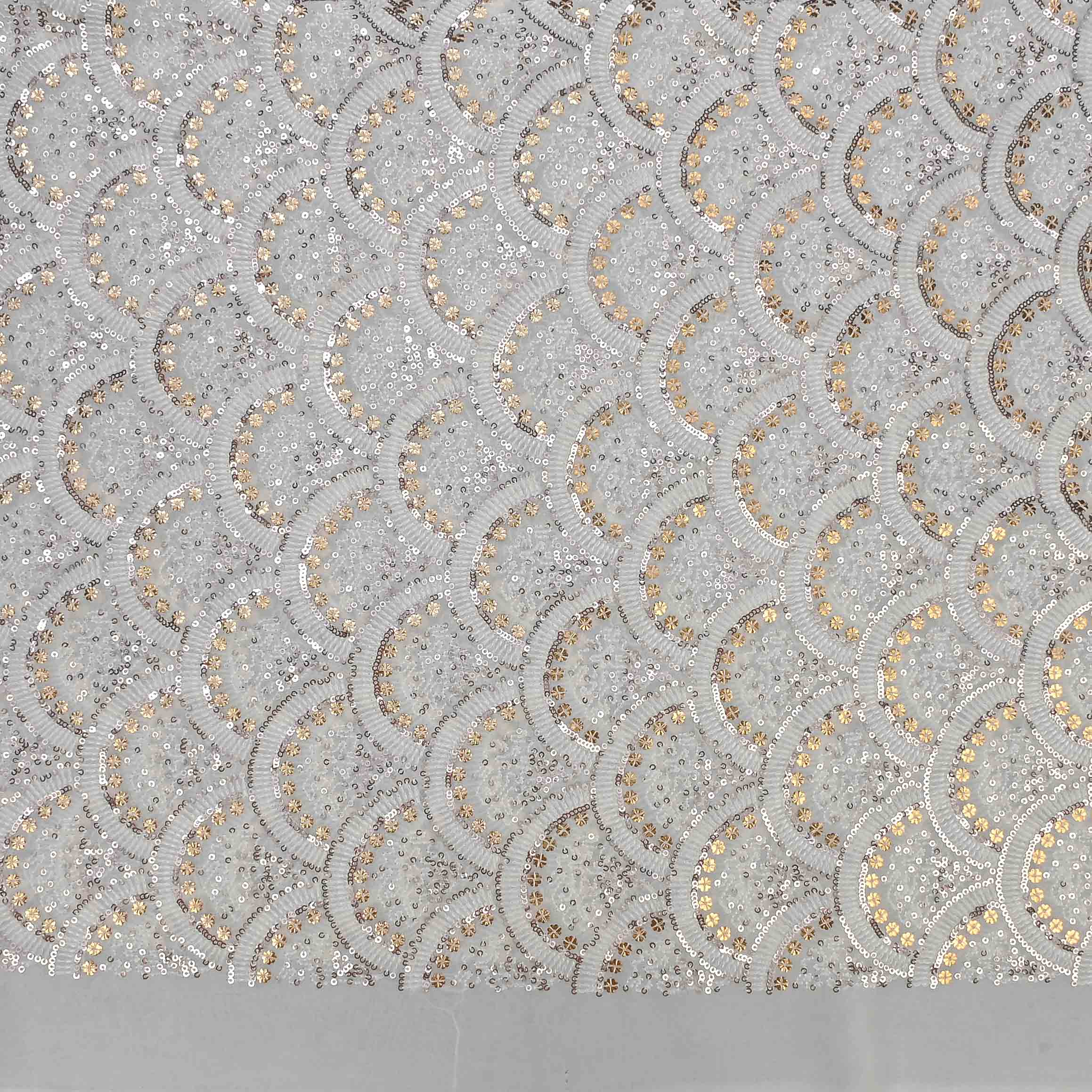 Off-White Georgette Embroidery Dyeable Fabric