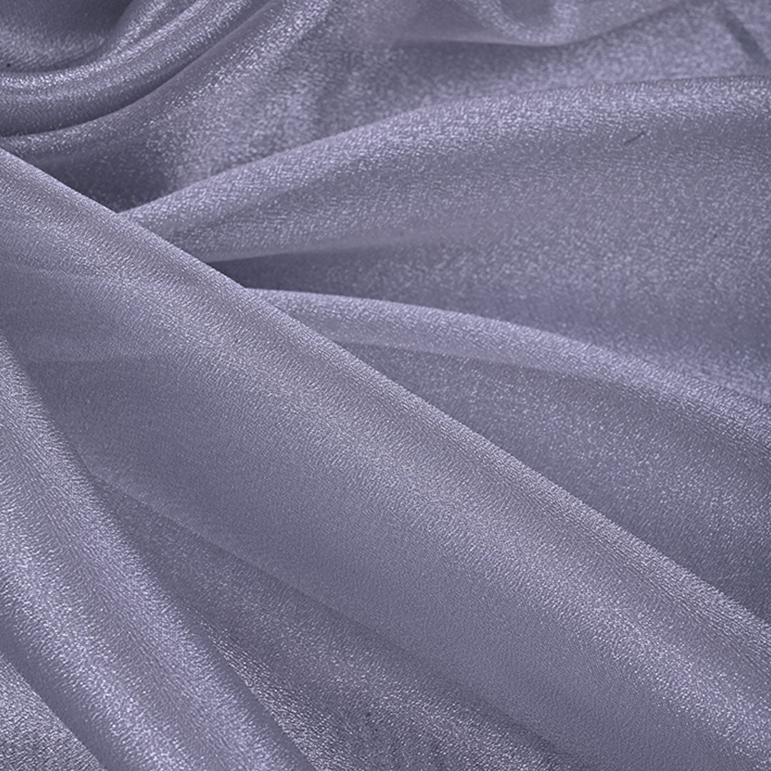 Ash Gray Plain Shimmer Tissue Fabric