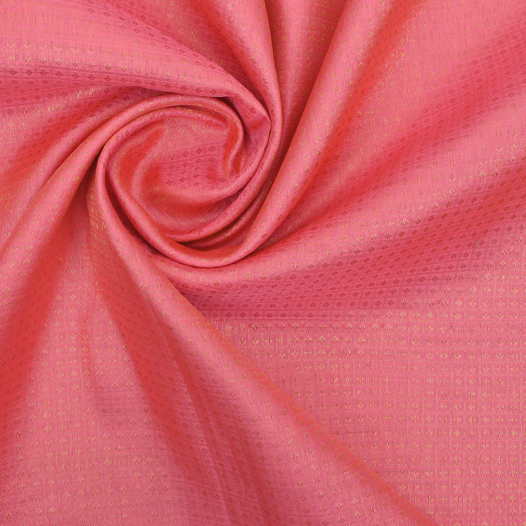 Flamingo Pink Butti Checks Kanchi Fabric