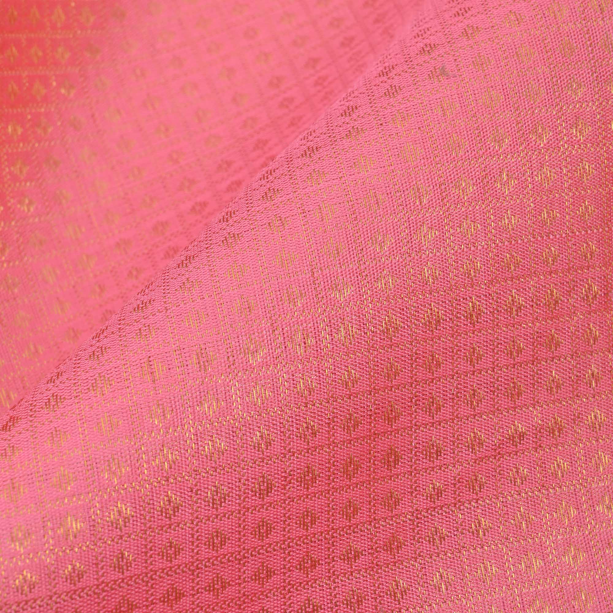 Flamingo Pink Butti Checks Kanchi Fabric