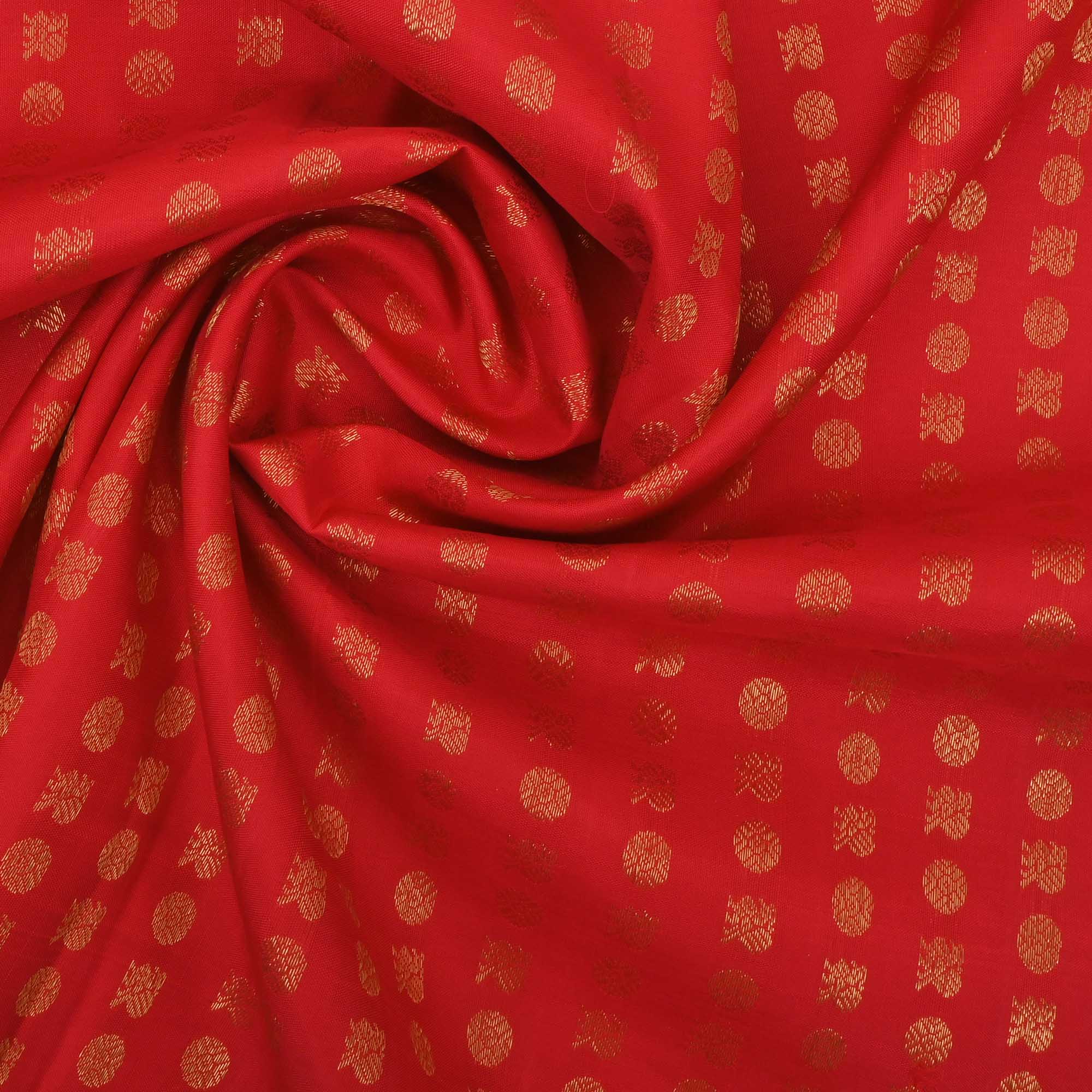 Imperial Red Rudraksh Mayil Kanchi Fabric