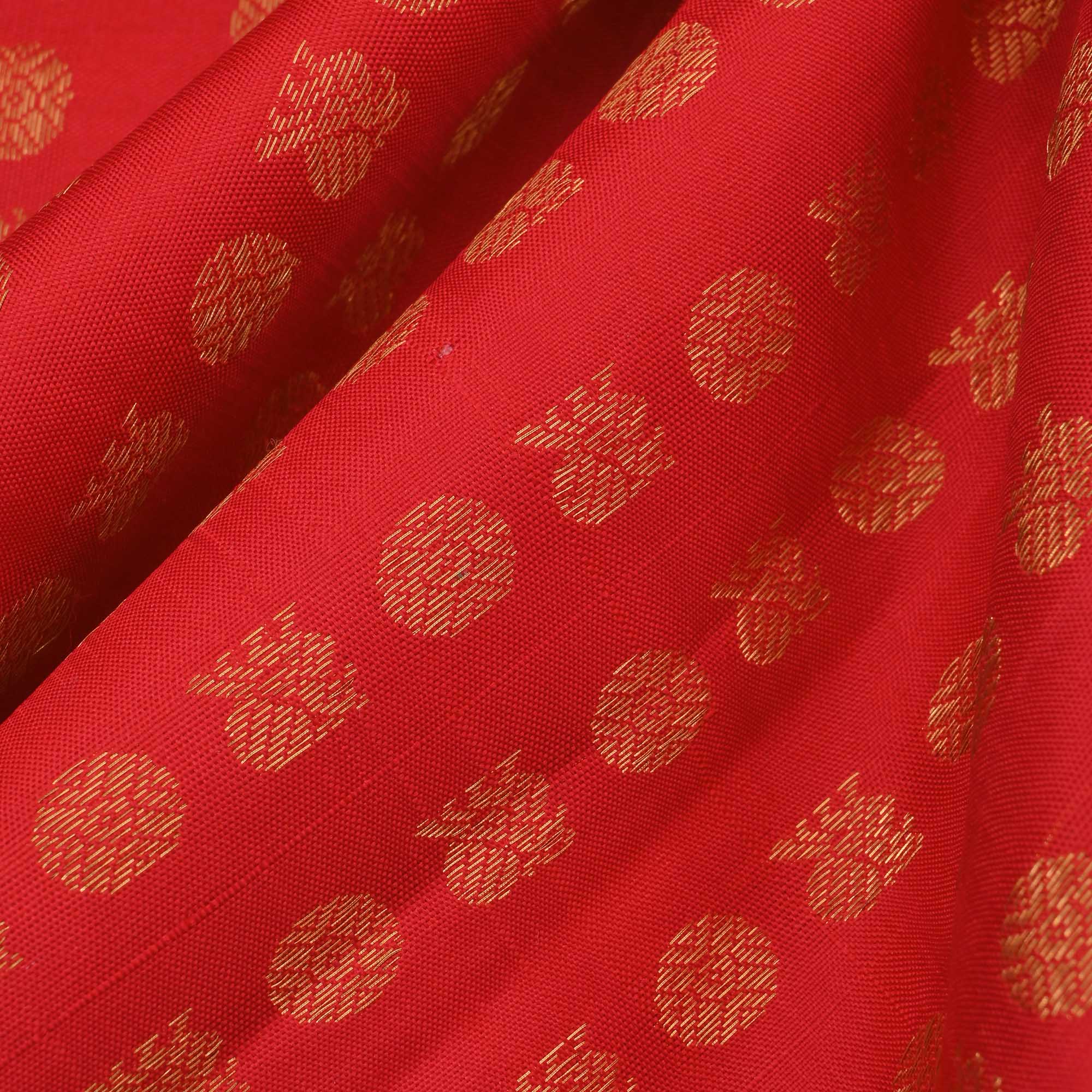 Imperial Red Rudraksh Mayil Kanjivaram Fabric