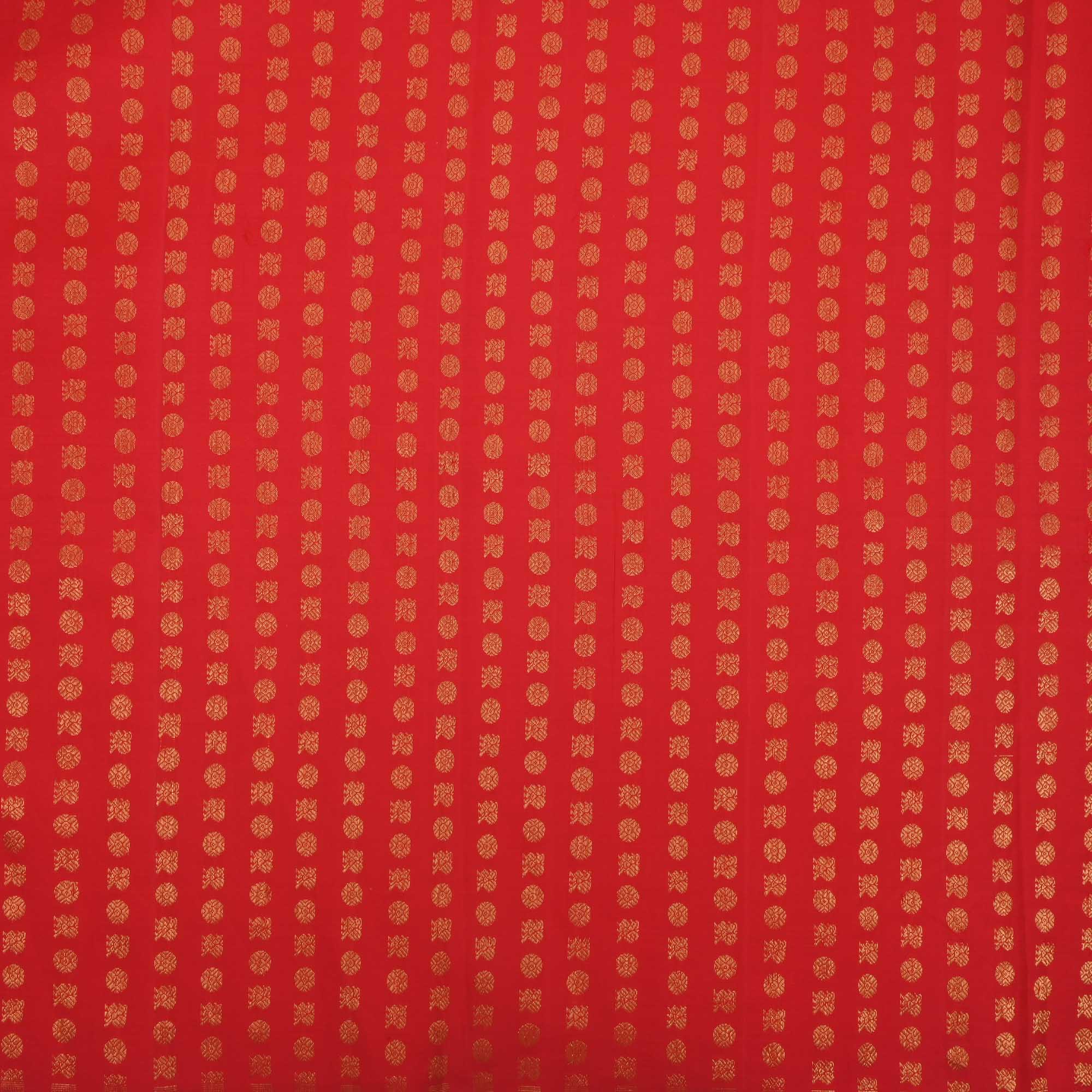 Imperial Red Rudraksh Mayil Kanchi Fabric