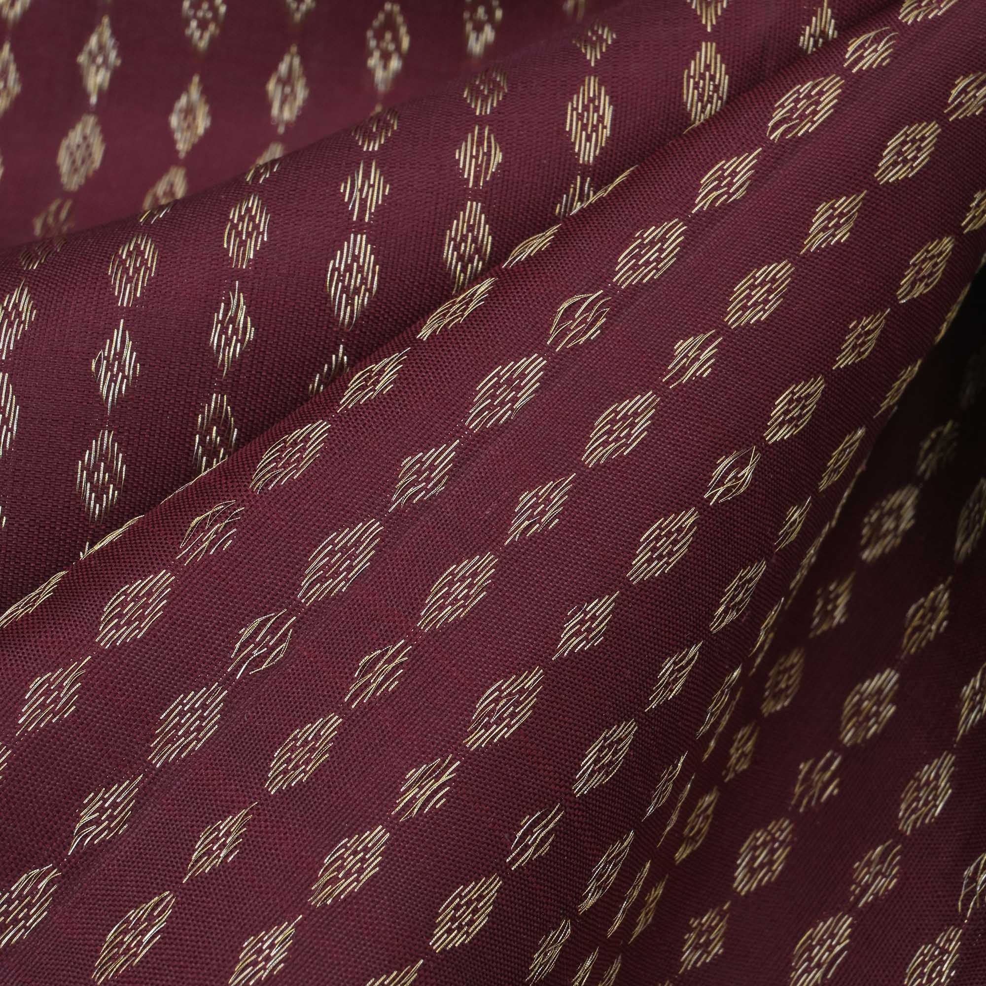 Deep Brown Butti Kanchi Fabric