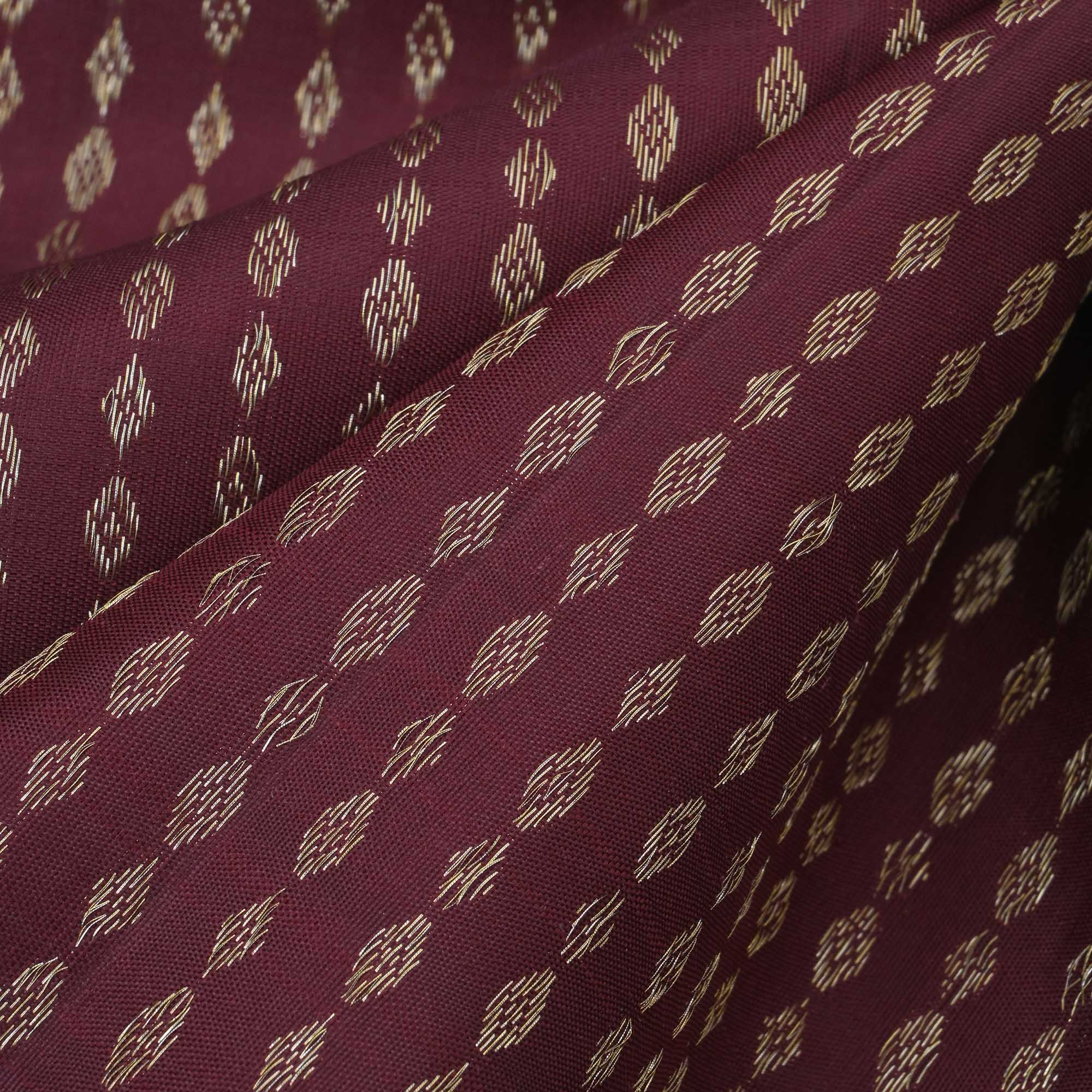 Deep Brown Butti Kanjivaram Fabric