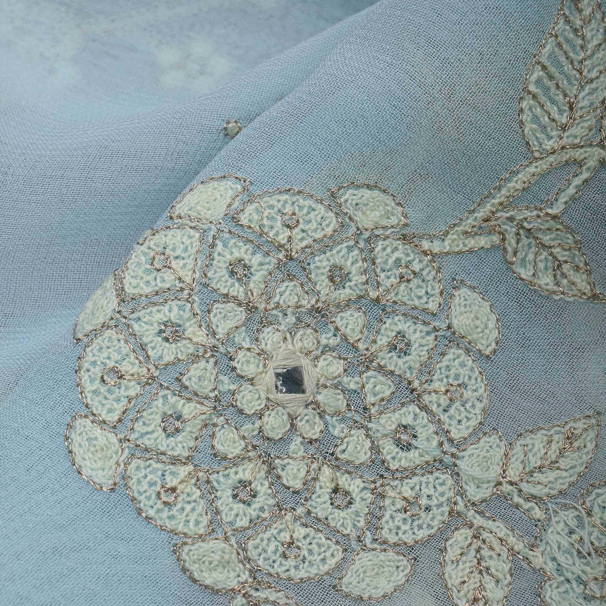 Pale Blue Embroidery Georgette Fabric