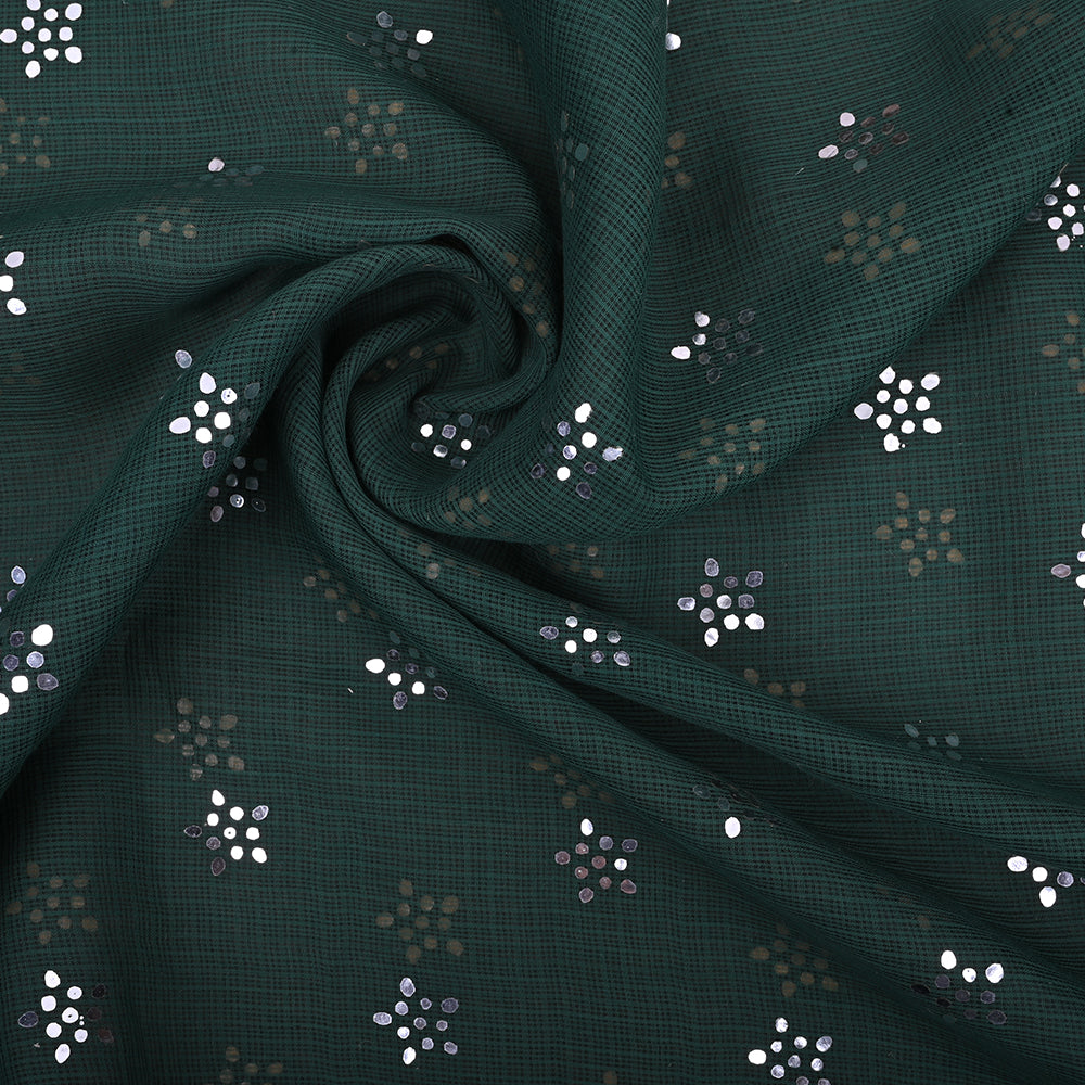 Phthalo Green Printed Tissue Fabric