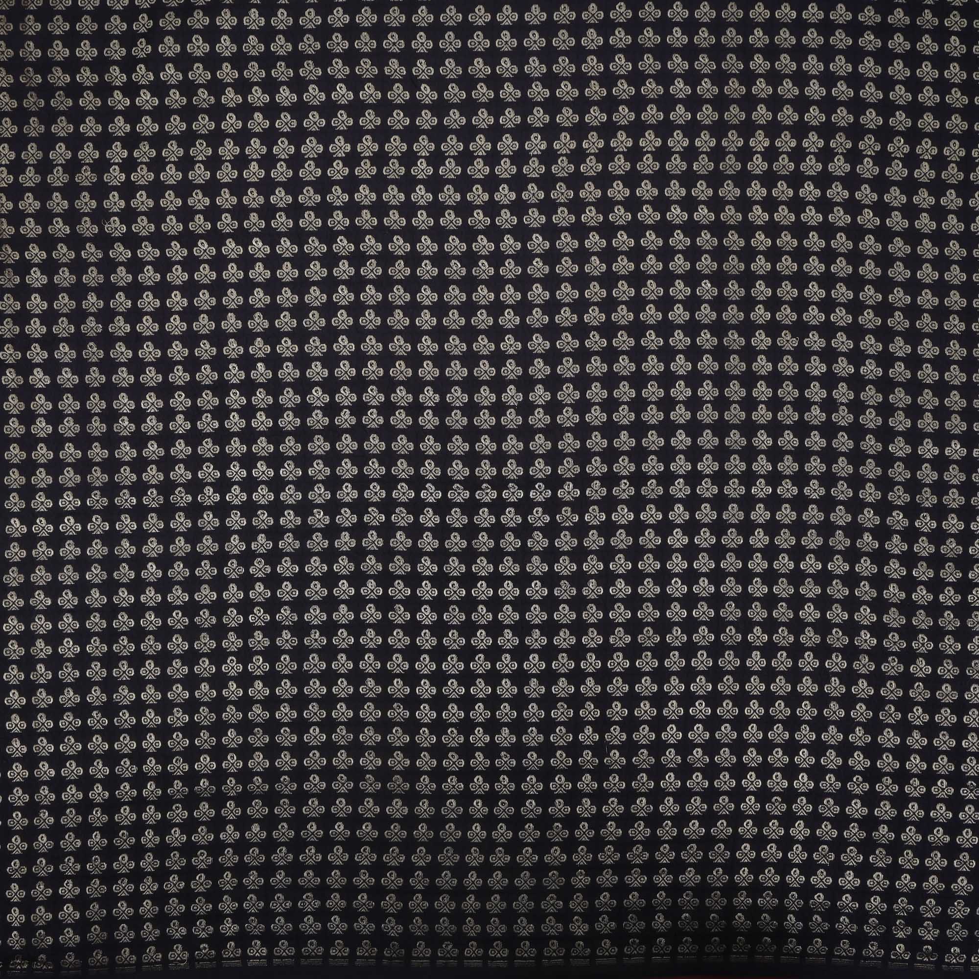 Charcoal Black Floral Butti Kanjivaram Fabric