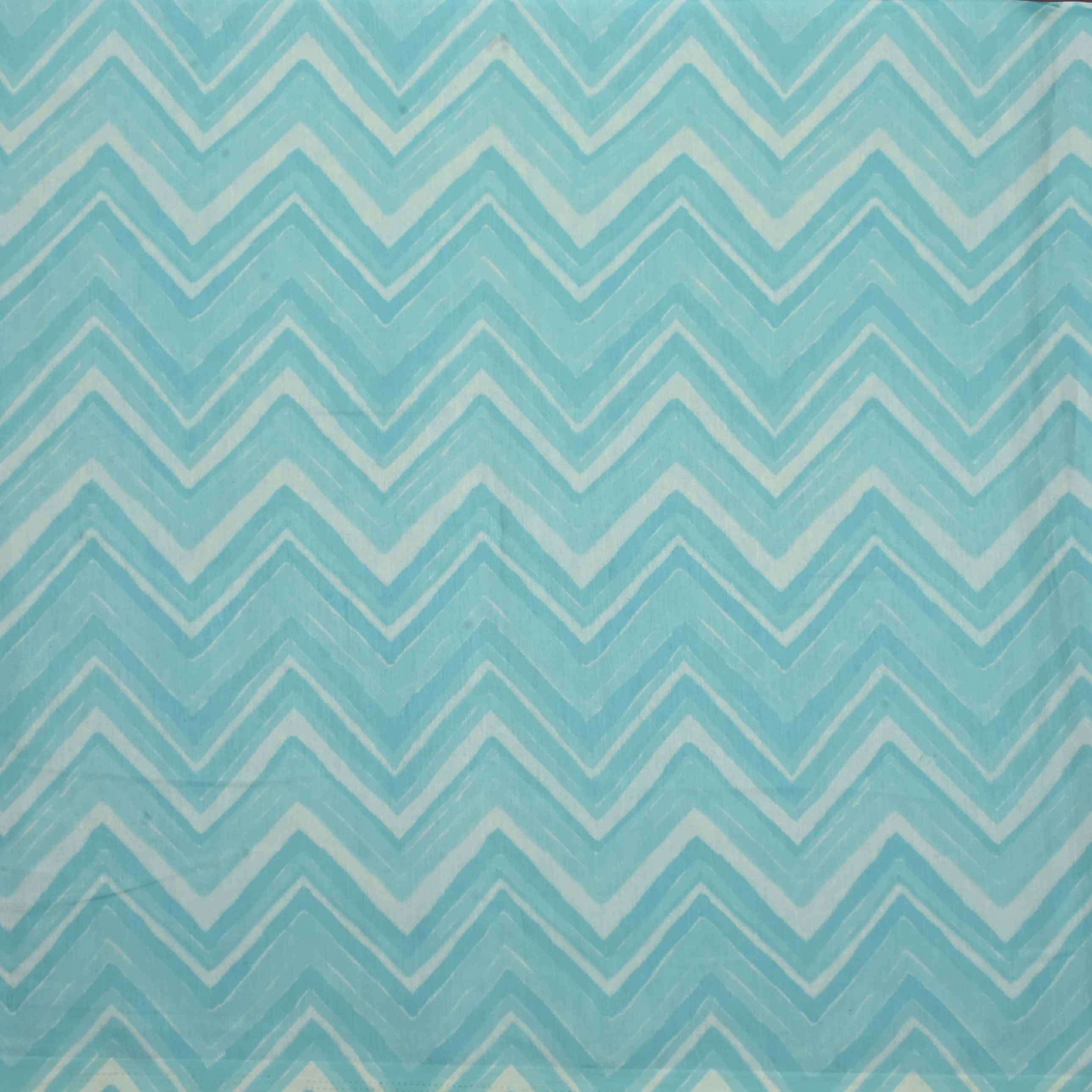 Blue Floral Printed Tussar Fabric