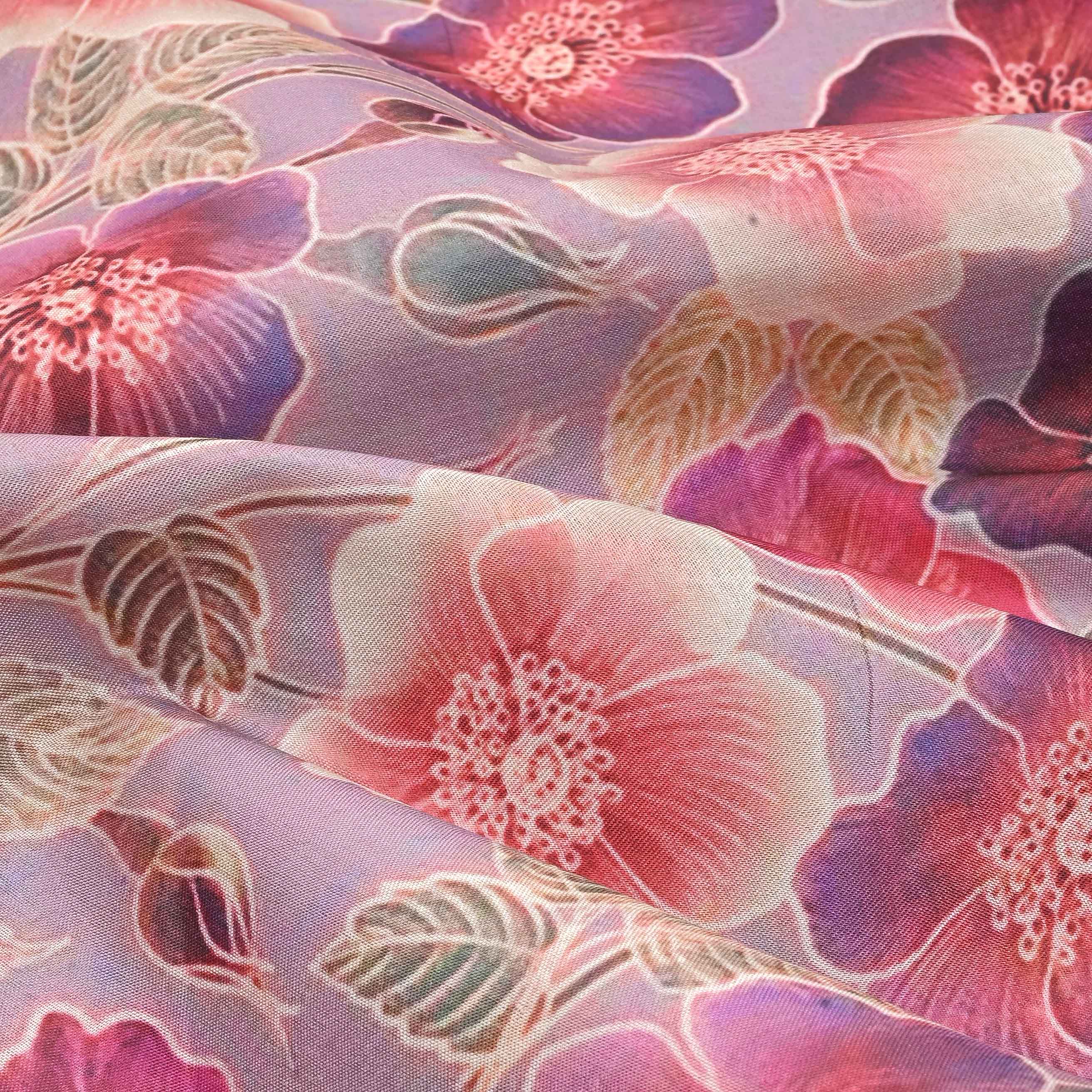 Pastels Tussar Floral Printed Fabric