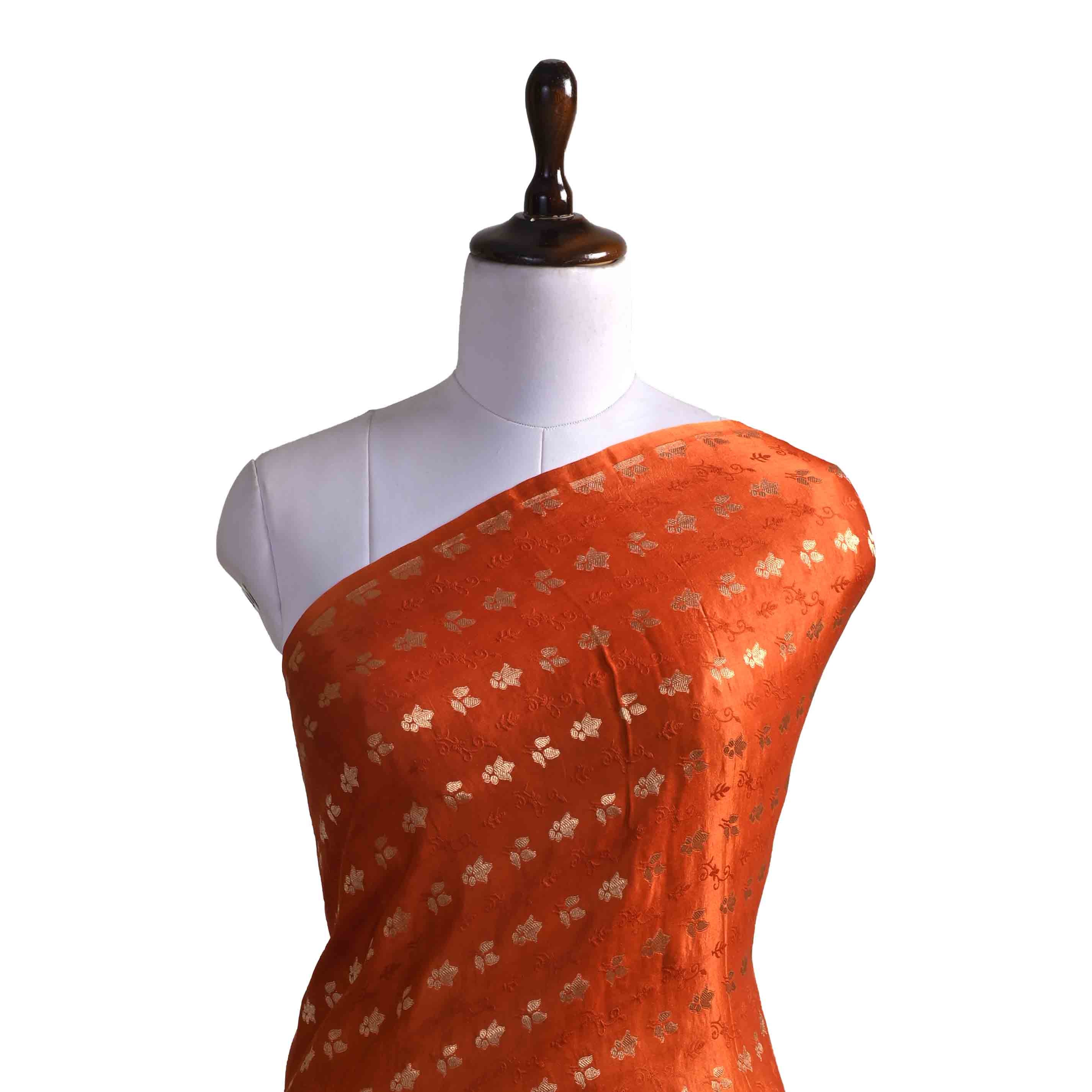 Gorgeous Orange Banarasi Fabric