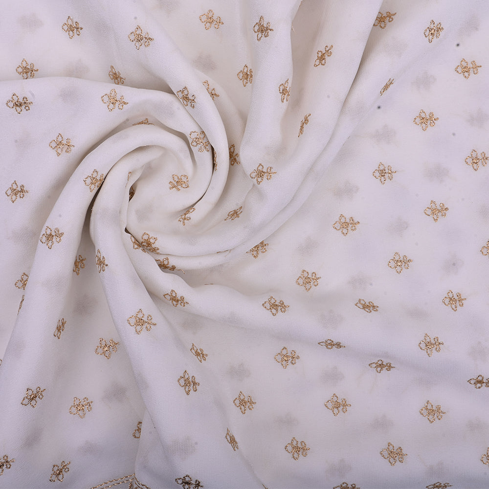 White Embroidery Crepe Fabric