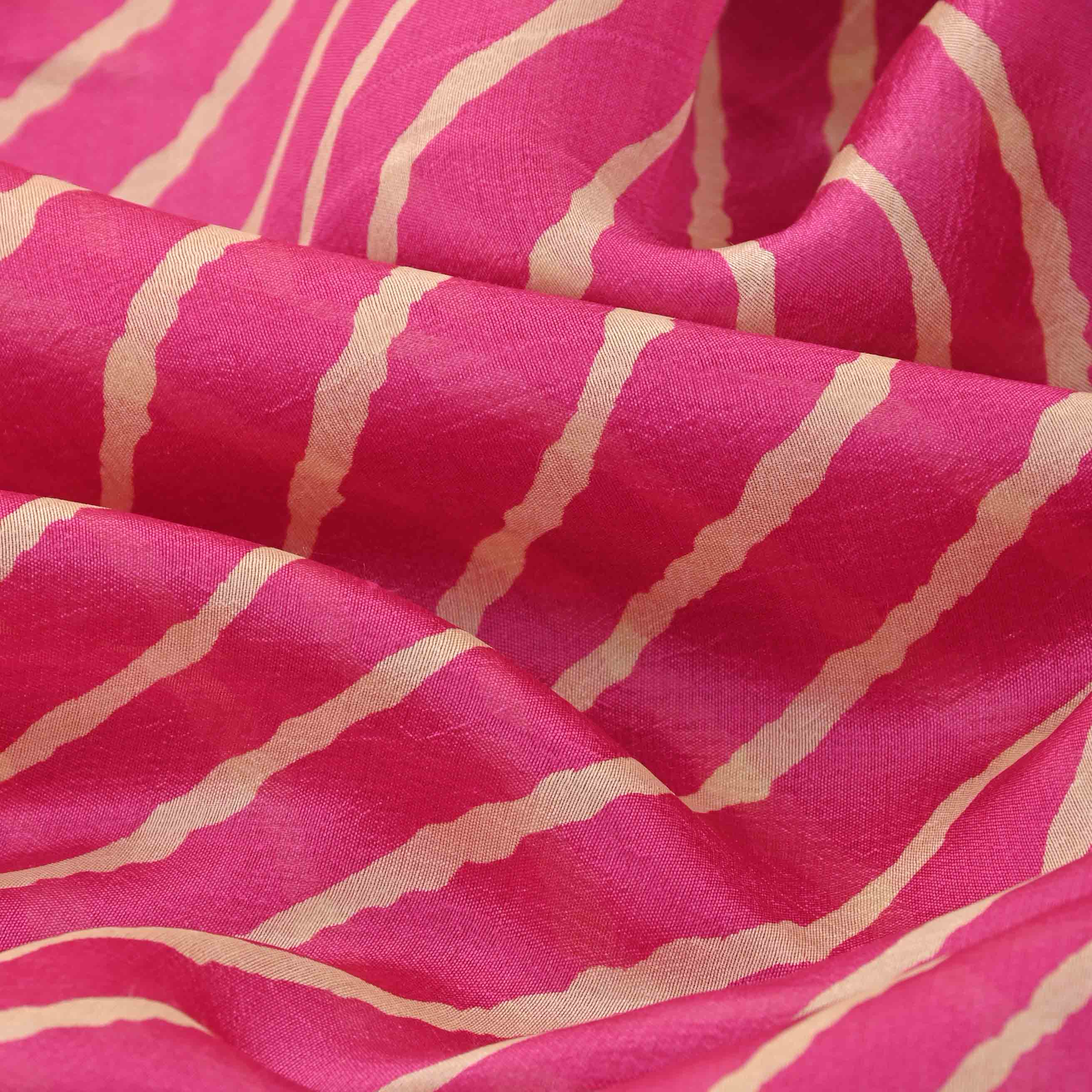 Rose Pink Geometric Printed Silk Fabric