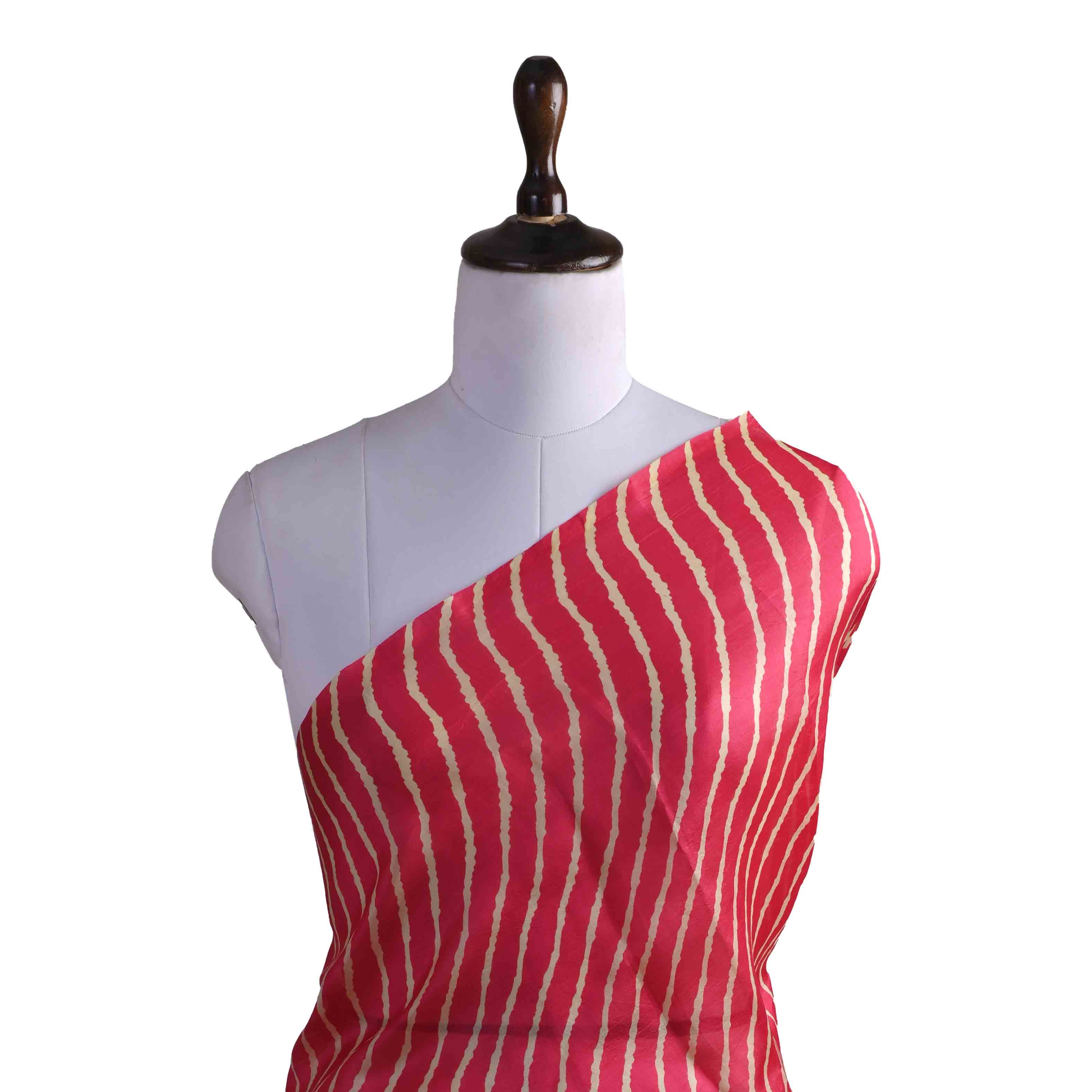 Red Geometric Printed Silk Fabric