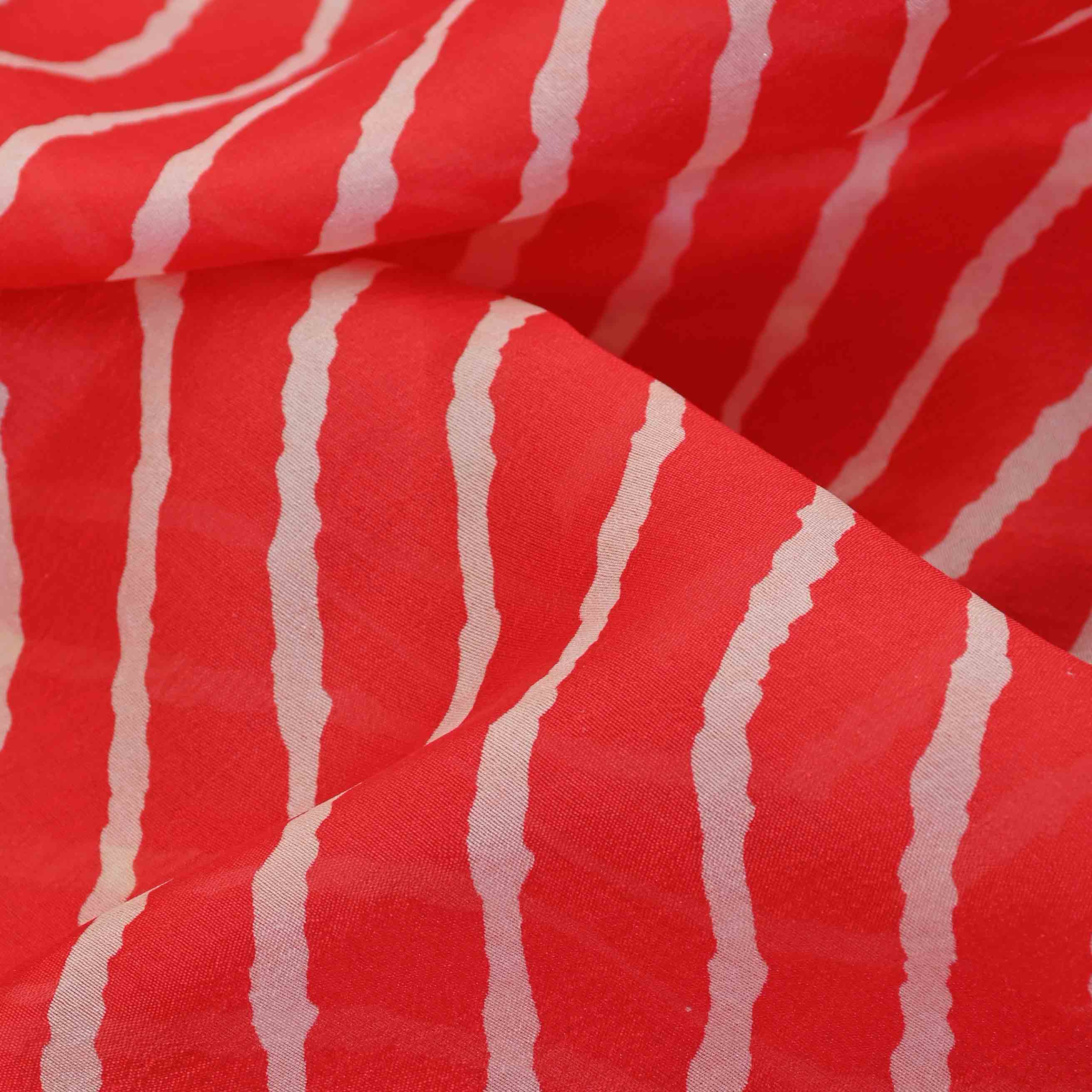 Red Geometric Printed Silk Fabric