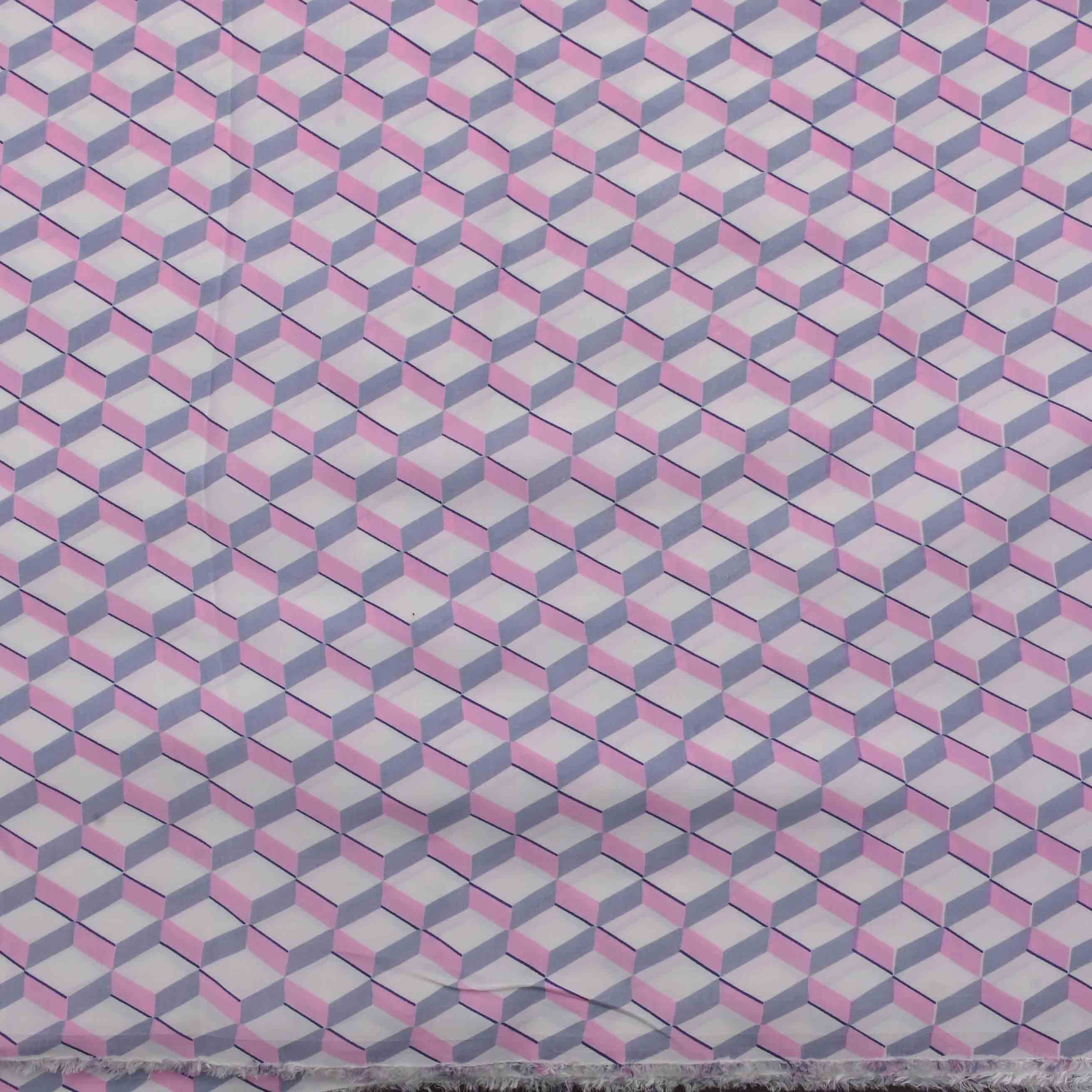 Pastel Pink Geometric Prism In Satin Fabric