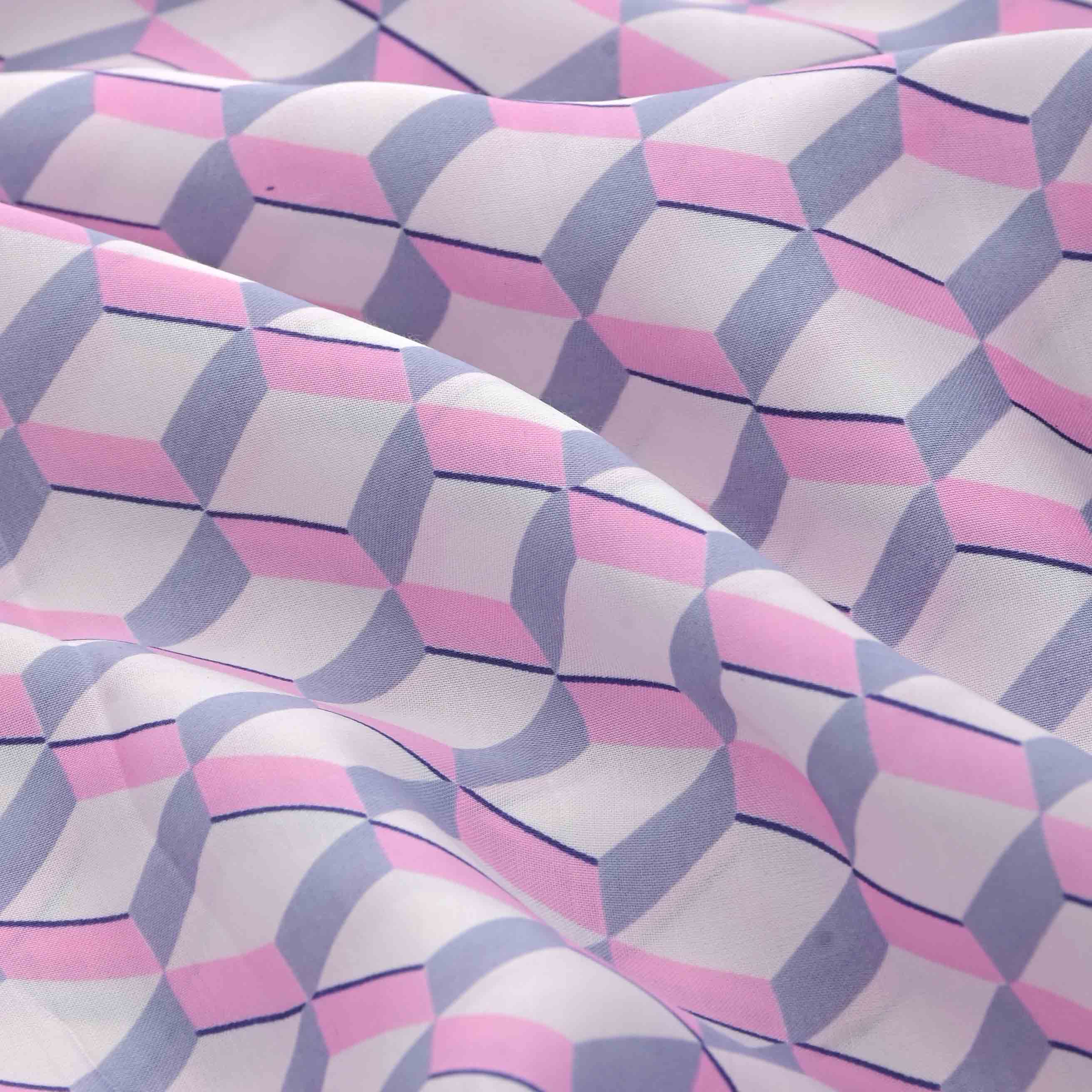 Pastel Pink Geometric Prism In Satin Fabric