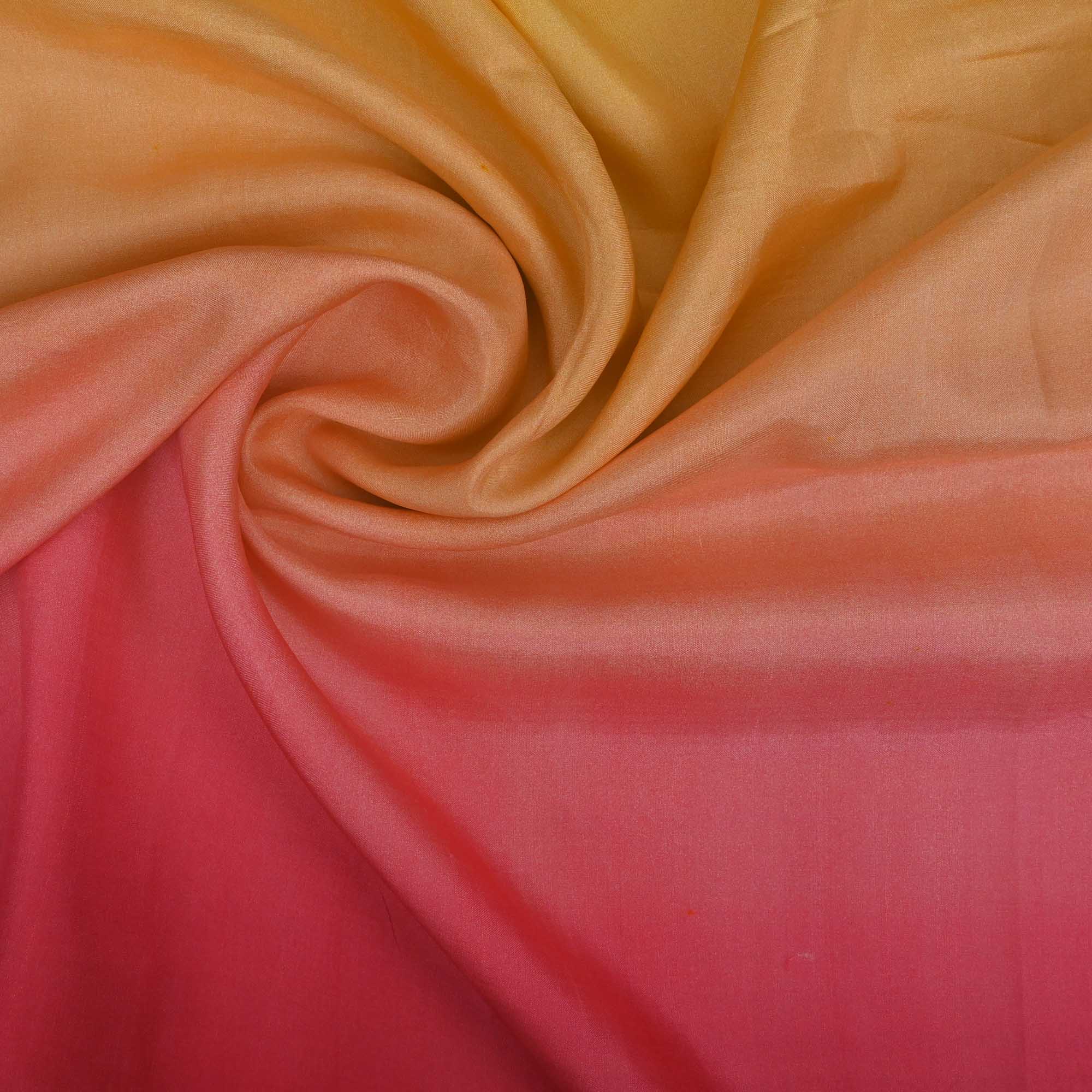 Yellow Pink Ombre Plain Silk Fabric