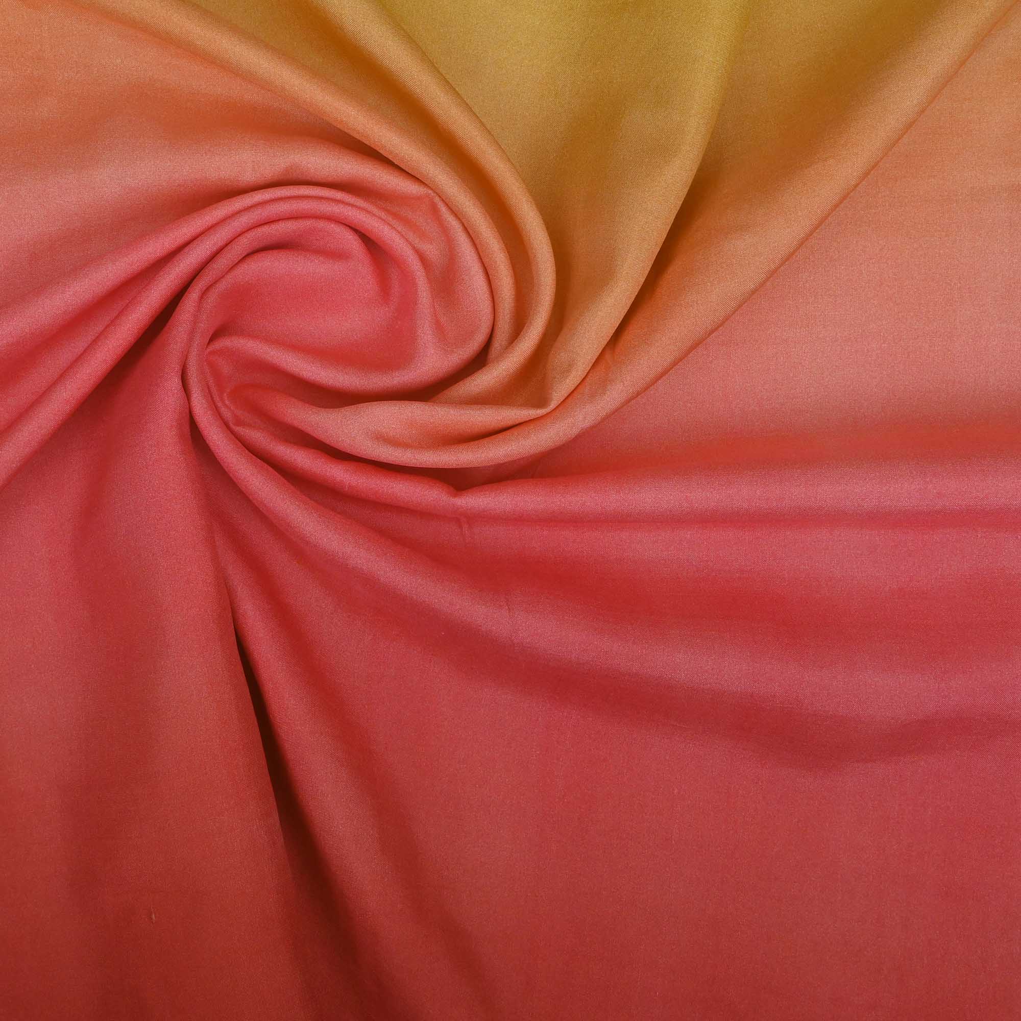 Gold Pink Ombre Plain Silk Fabric