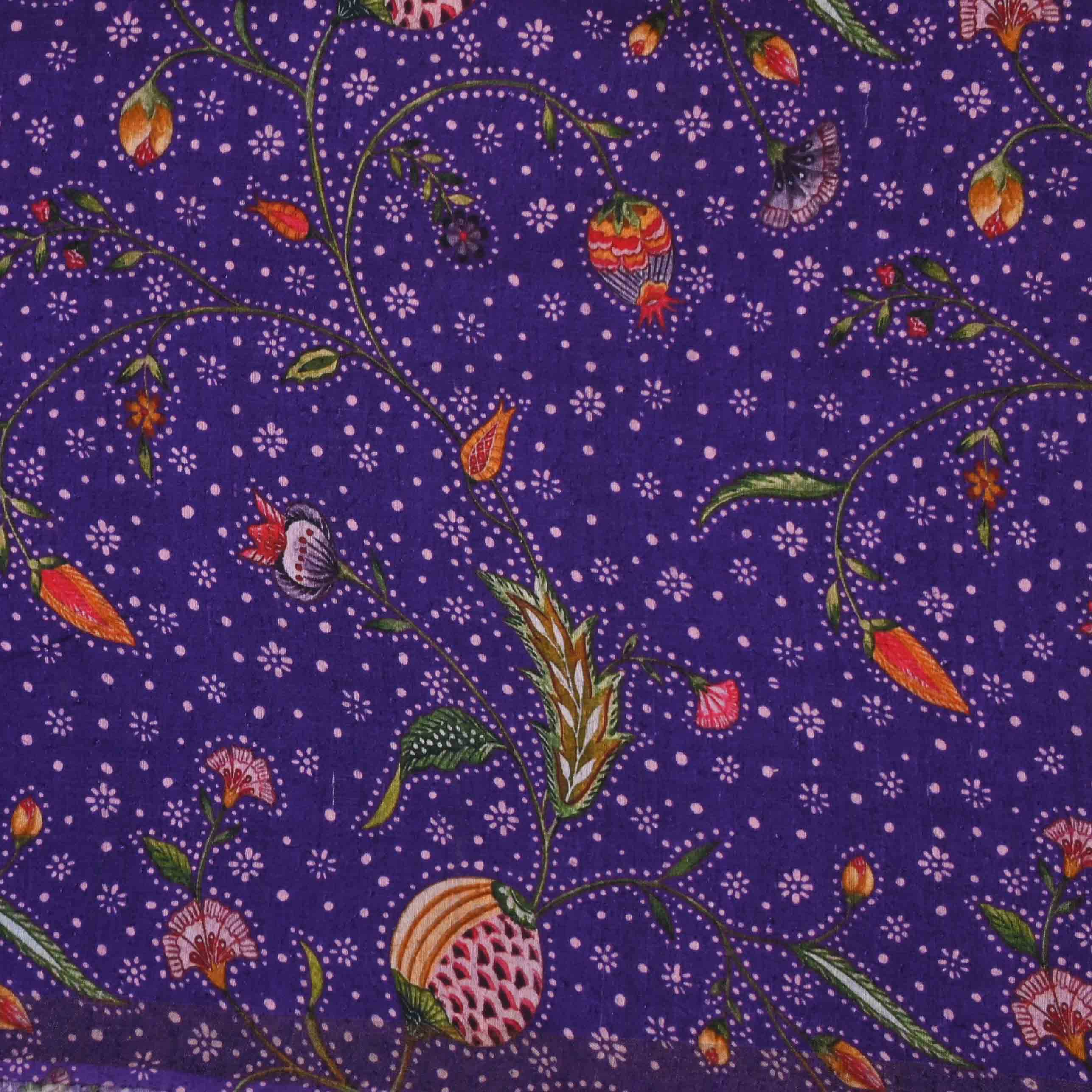 Northwestern Purple Printed Matka Fabric