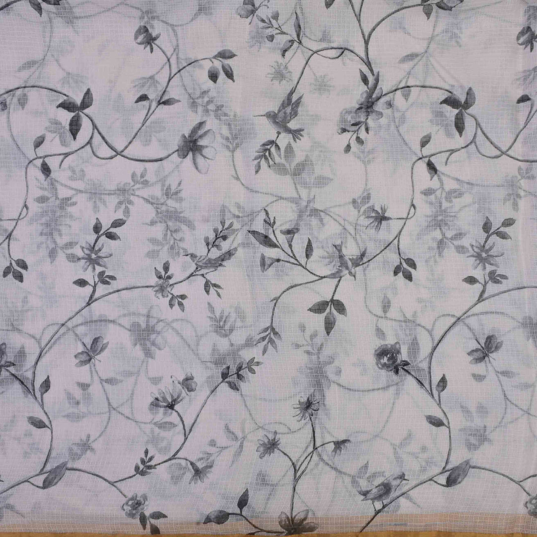 Rose White Printed Kota Fabric