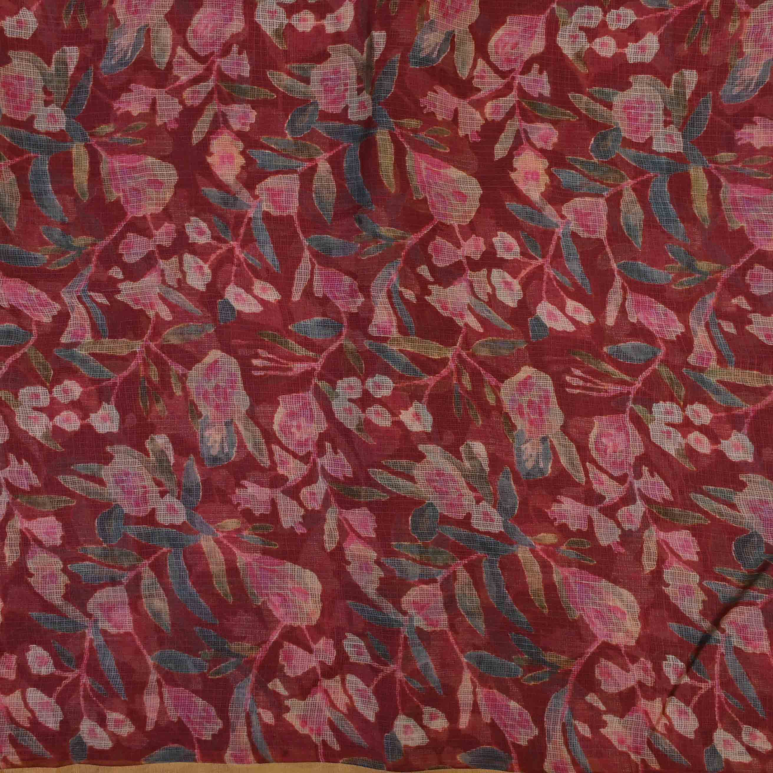 Auburn Red Printed Kota Fabric