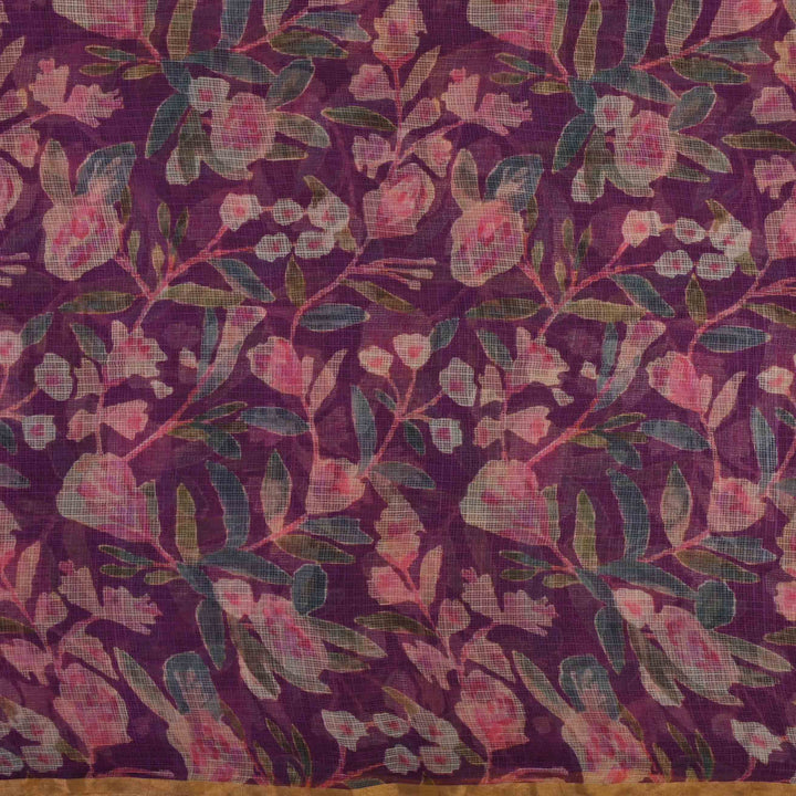 Byzantium Purple Printed Kota Fabric