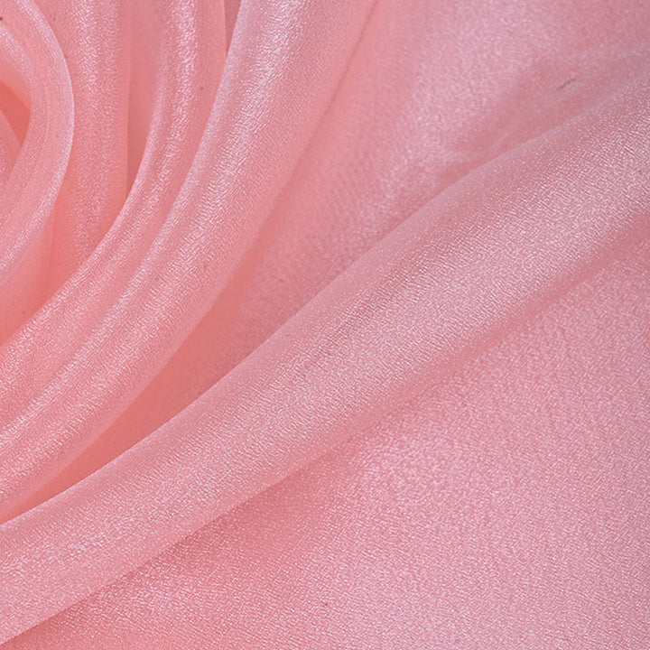 Pastel Rose Pink Plain Shimmer Tissue Fabric