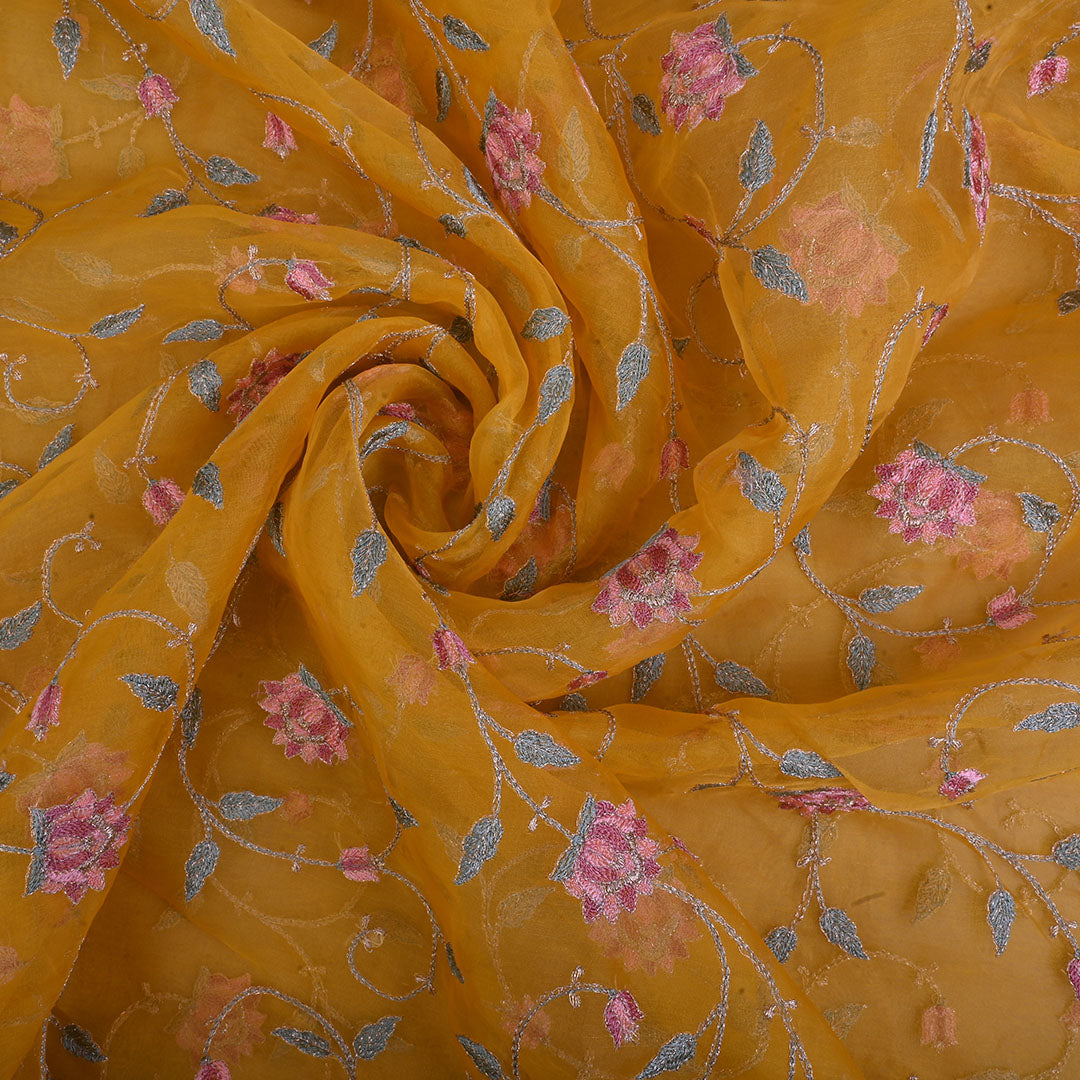 Munsell Yellow Embroidery Organza Fabric