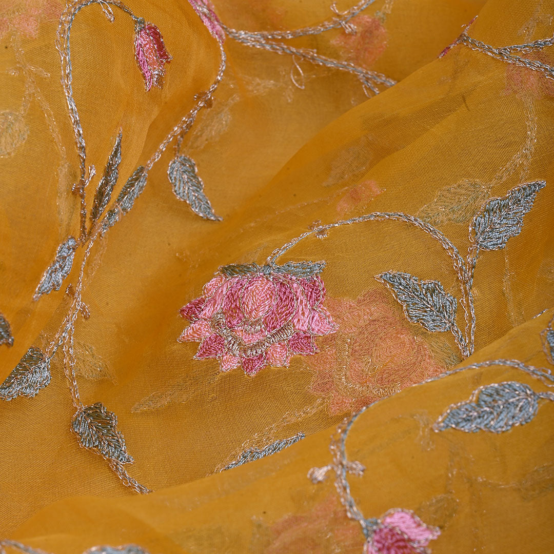 Munsell Yellow Embroidery Organza Fabric