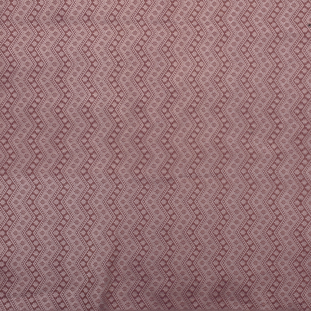 Dusty Grey Banarasi Fabric With Floral-Chevron Pattern