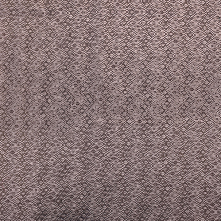 Stone Grey Banarasi Fabric With Floral Chevron Motif