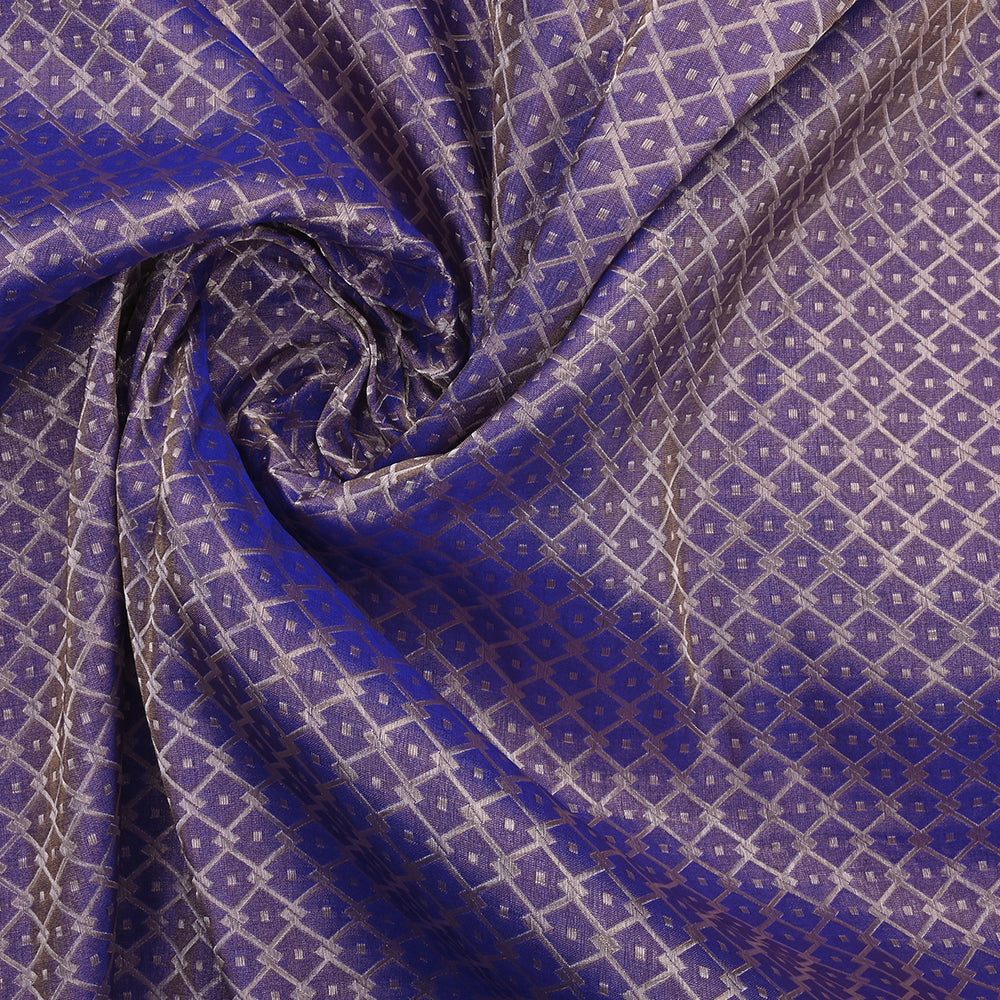 Amethyst Purple Banarasi Fabric With Geometric Weaving