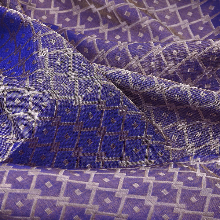 Amethyst Purple Banarasi Fabric With Geometric Weaving