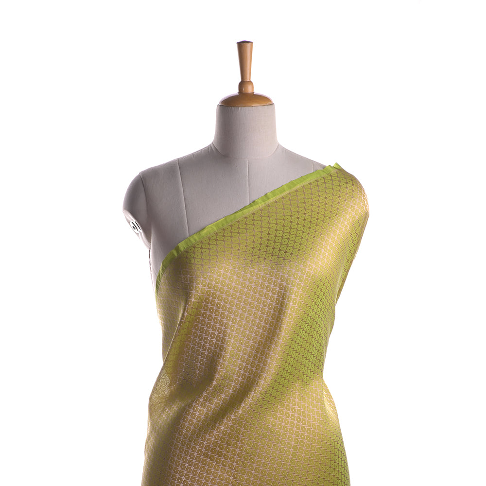 Lime Green Banarasi Fabric With Geometrical Pattern